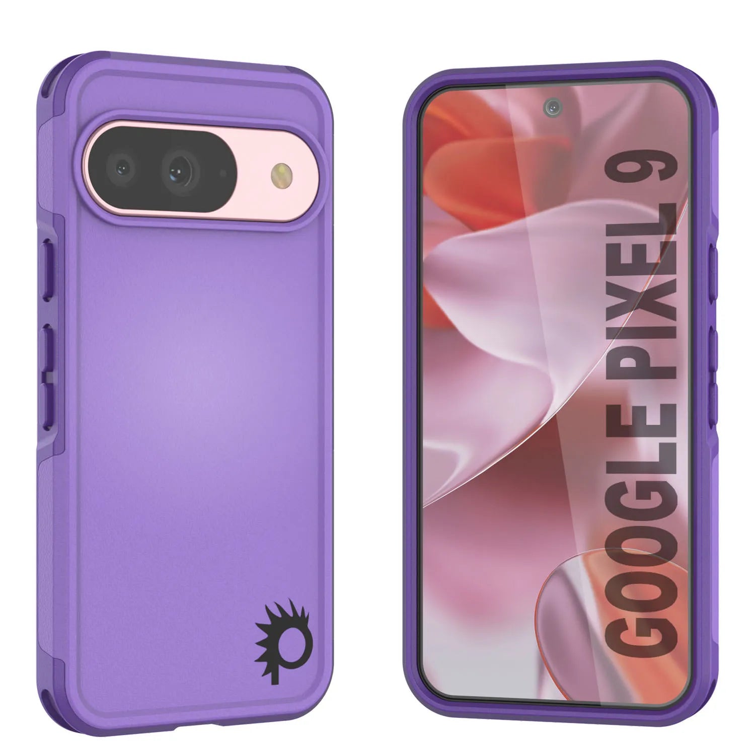 PunkCase Google Pixel 9 Case, [Spartan 2.0 Series] Clear Rugged Heavy Duty Cover W/Built in Screen Protector [Purple]
