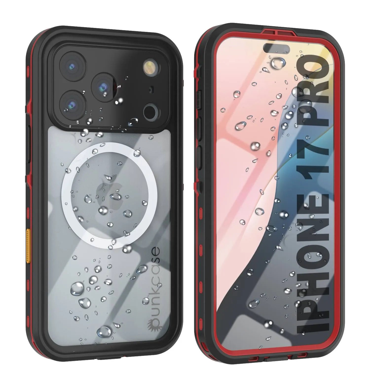 iPhone 17 Pro Waterproof IP68 Case, Punkcase [Red] [StudStar Series] [Slim Fit]
