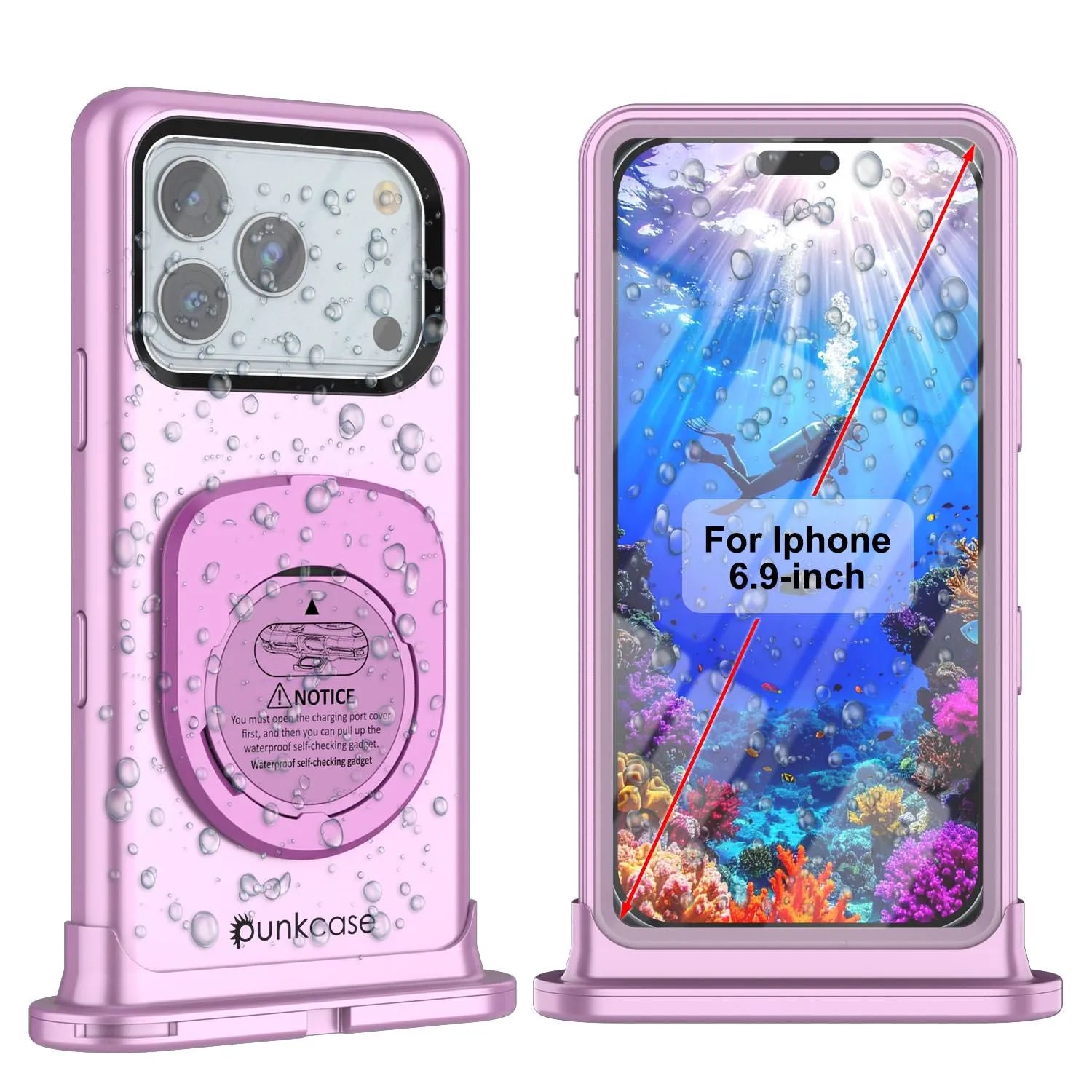 Punkcase Universal 2.0 Waterproof Phone Case for 6.7–6.9" [Pink]