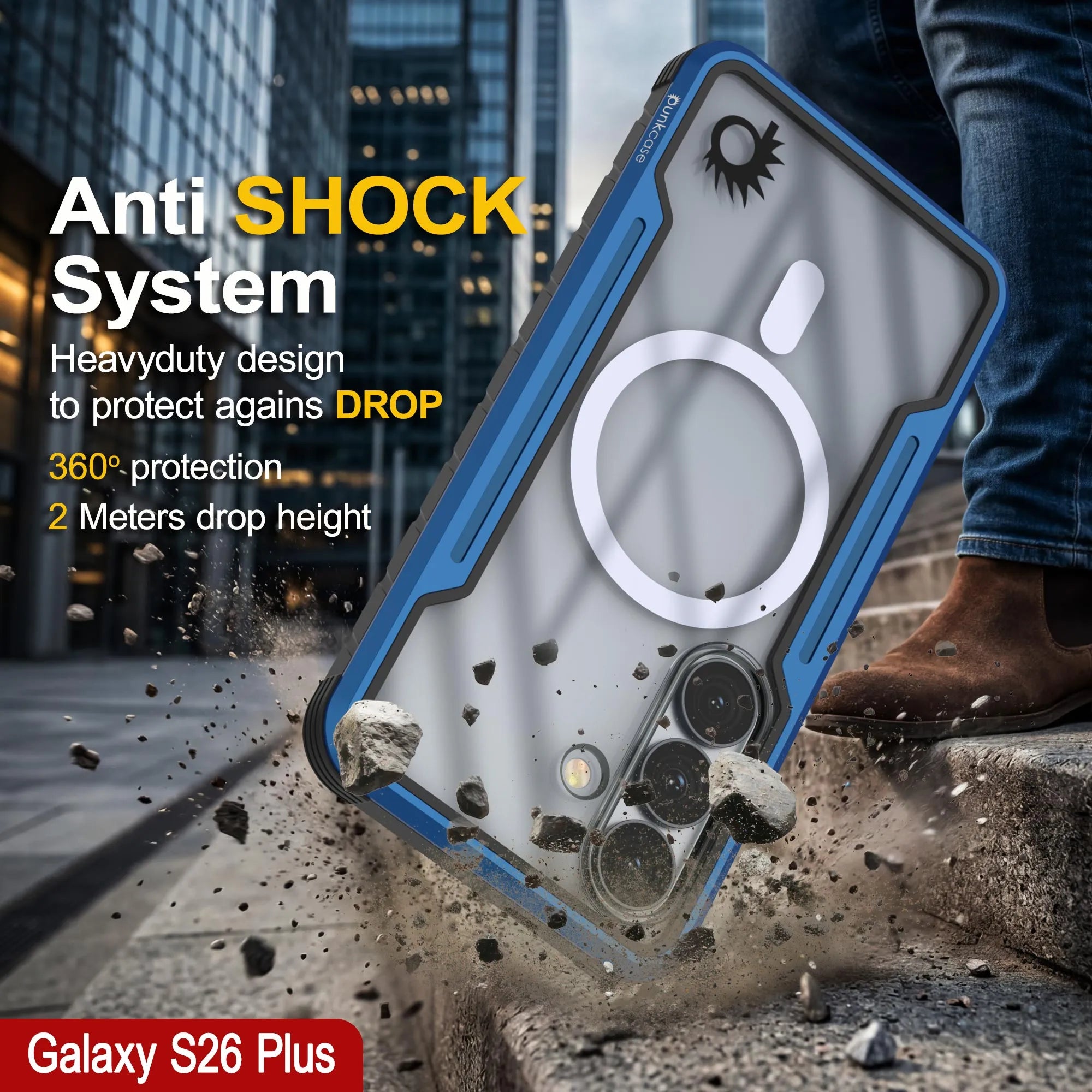 Punkcase S26+ Plus Armor Stealth Case Protective Military Grade Multilayer Cover [Navy Blue]