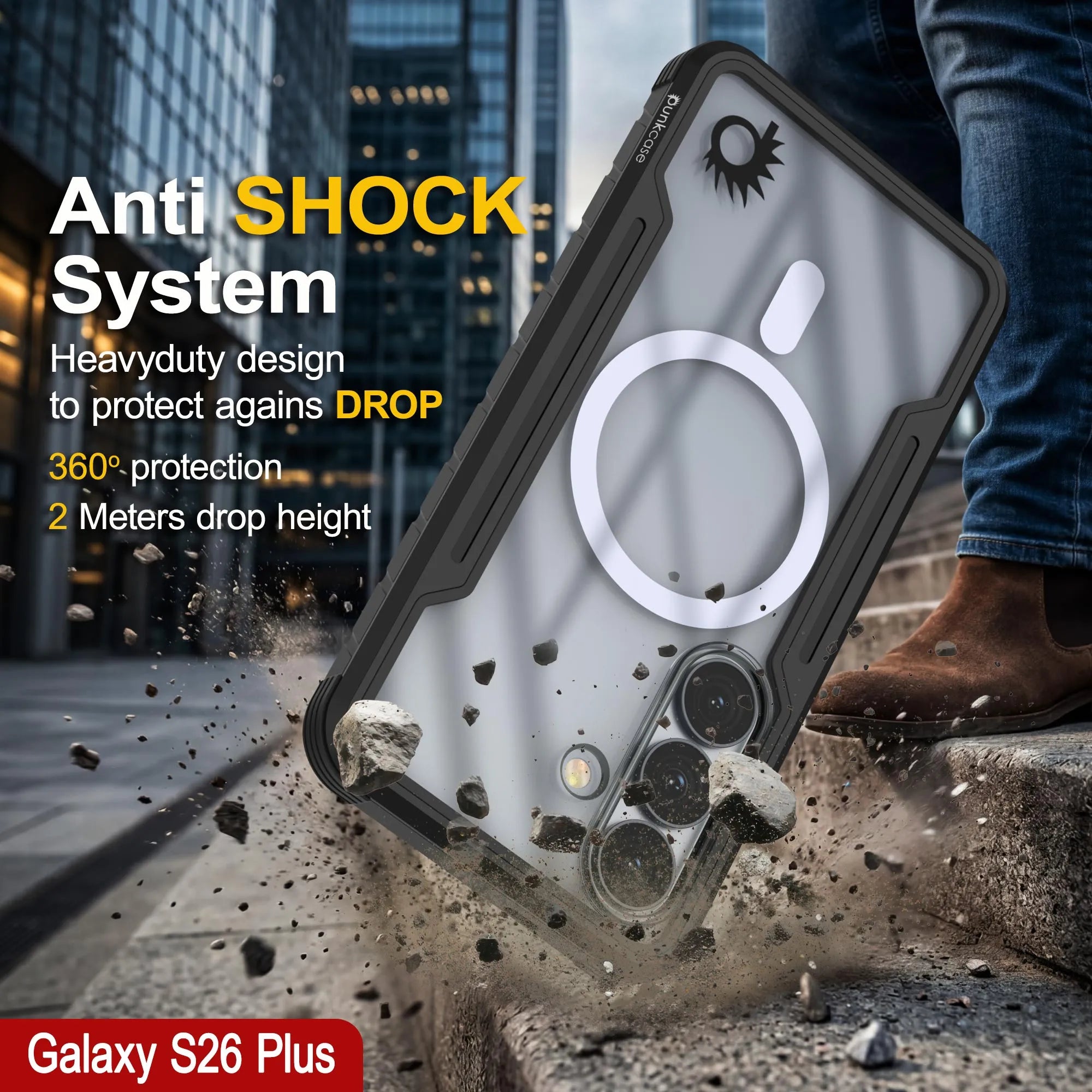 Punkcase S26+ Plus Armor Stealth Case Protective Military Grade Multilayer Cover [Black]