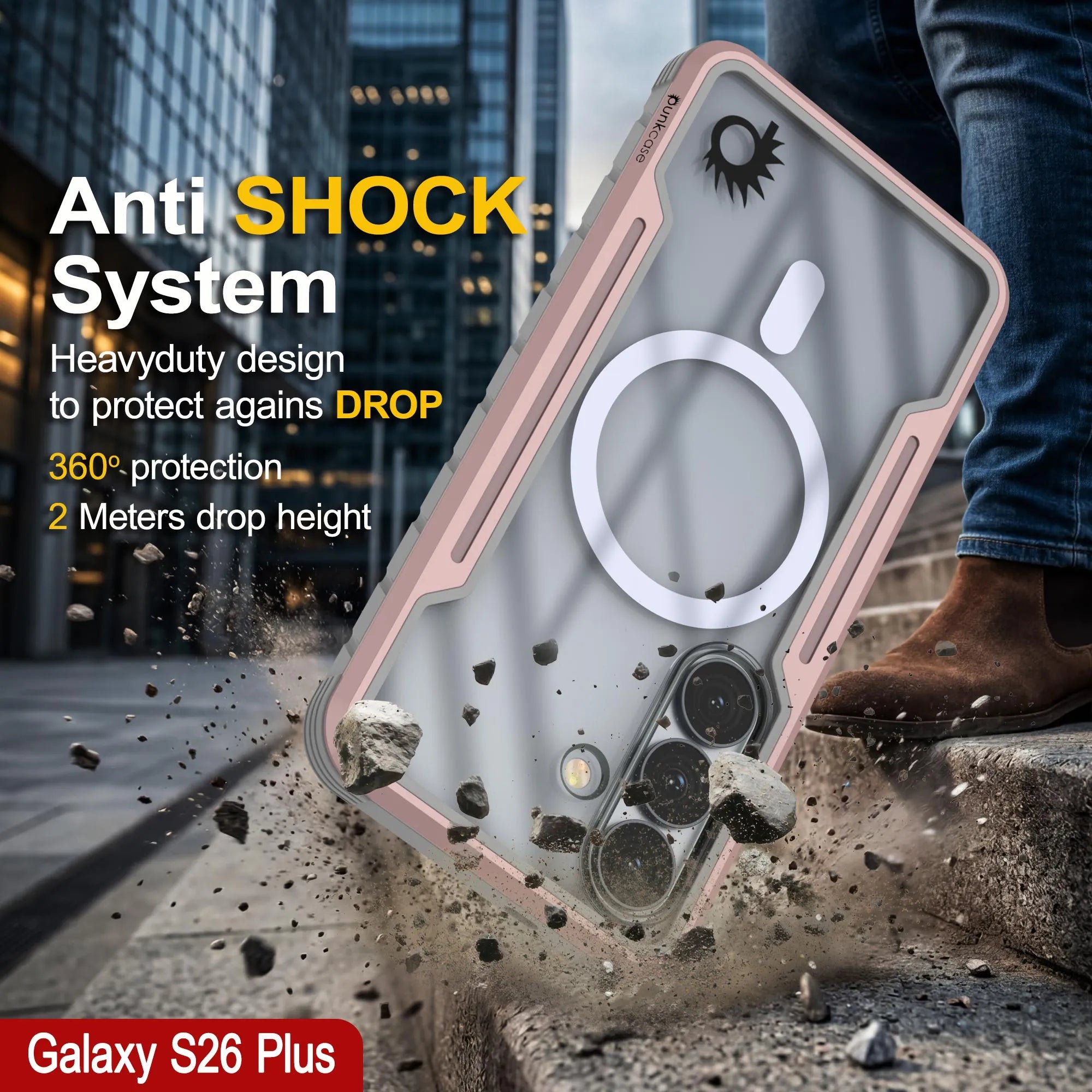 Punkcase S26+ Plus Armor Stealth Case Protective Military Grade Multilayer Cover [Rose-Gold]