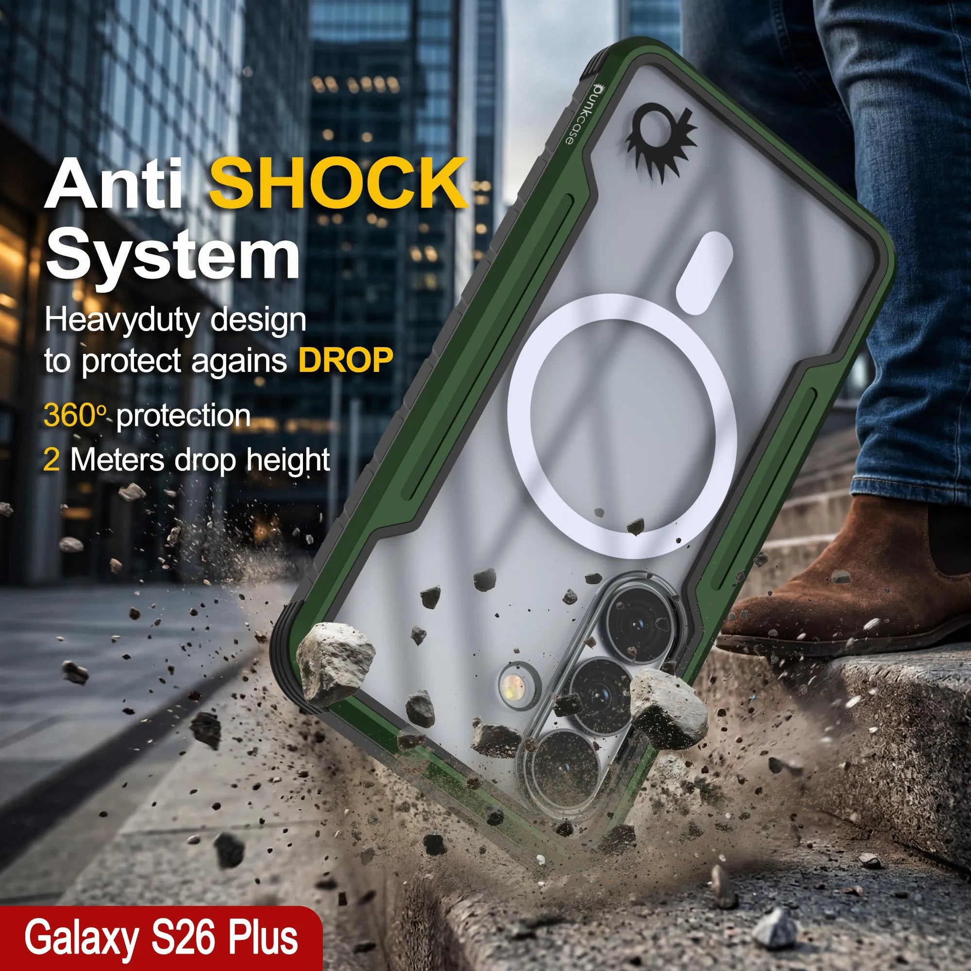 Punkcase S26+ Plus Armor Stealth Case Protective Military Grade Multilayer Cover [Dark Green]