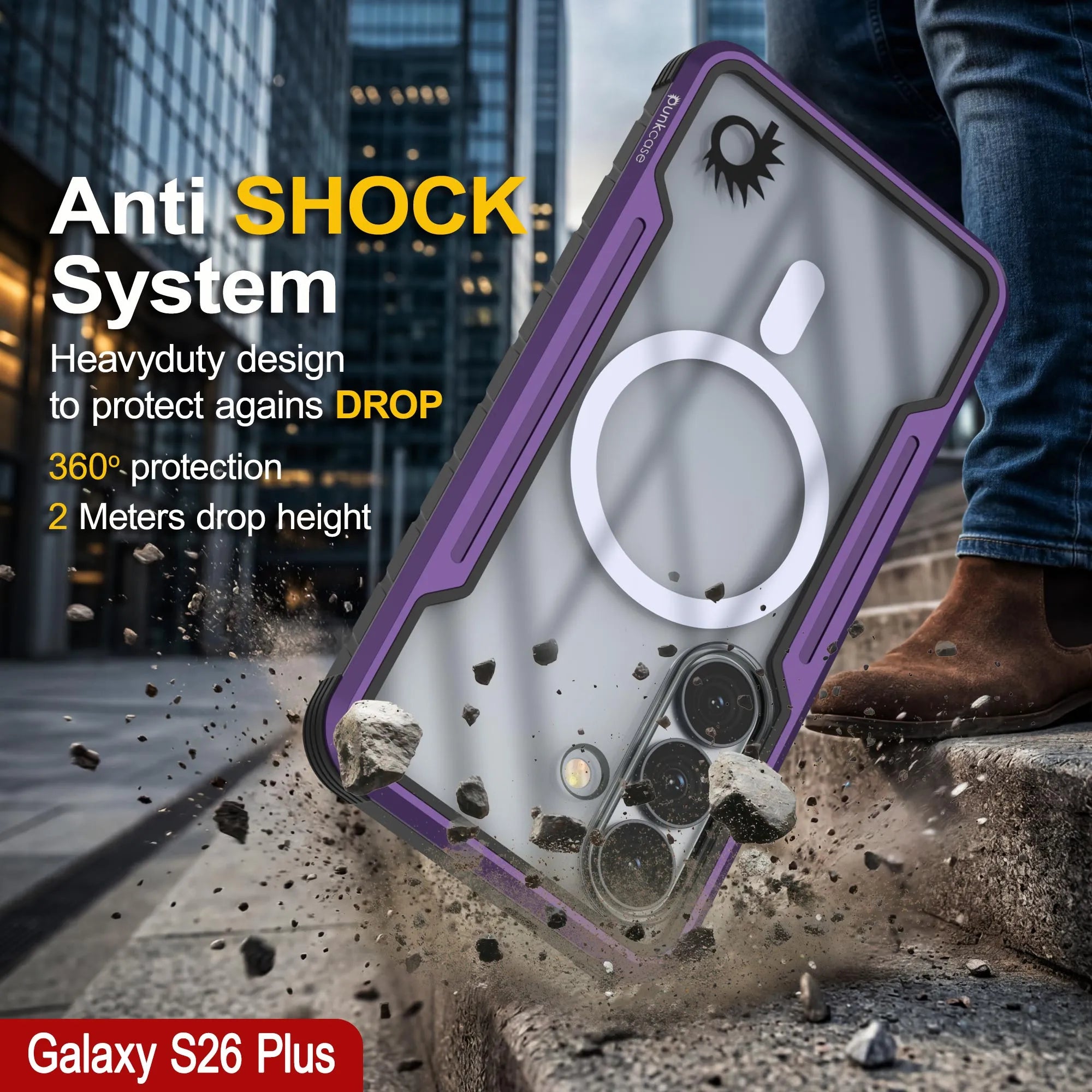 Punkcase S26+ Plus Armor Stealth Case Protective Military Grade Multilayer Cover [Purple]