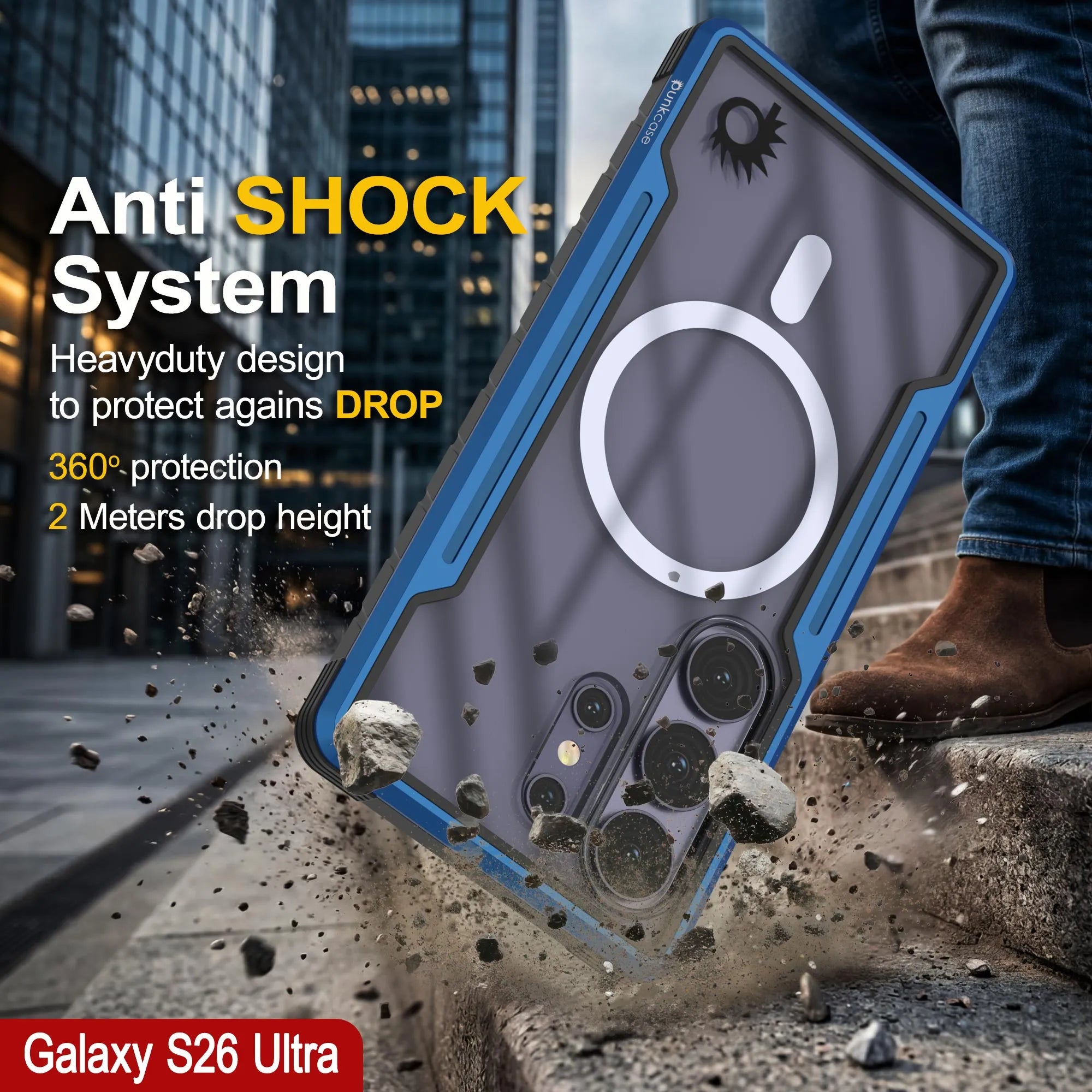 Punkcase S26 Ultra Armor Stealth Case Protective Military Grade Multilayer Cover [Navy Blue]