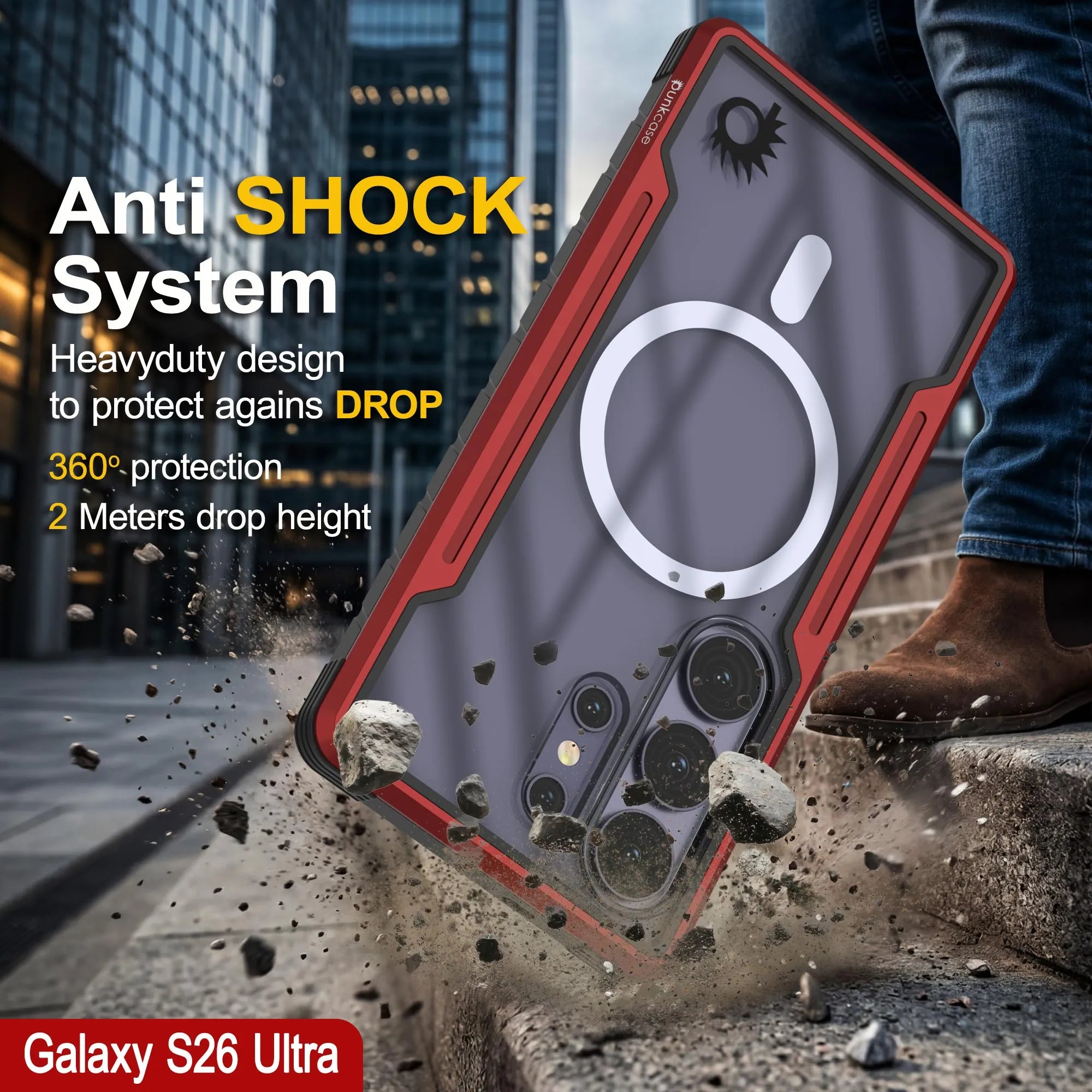 Punkcase S26 Ultra Armor Stealth Case Protective Military Grade Multilayer Cover [Red]