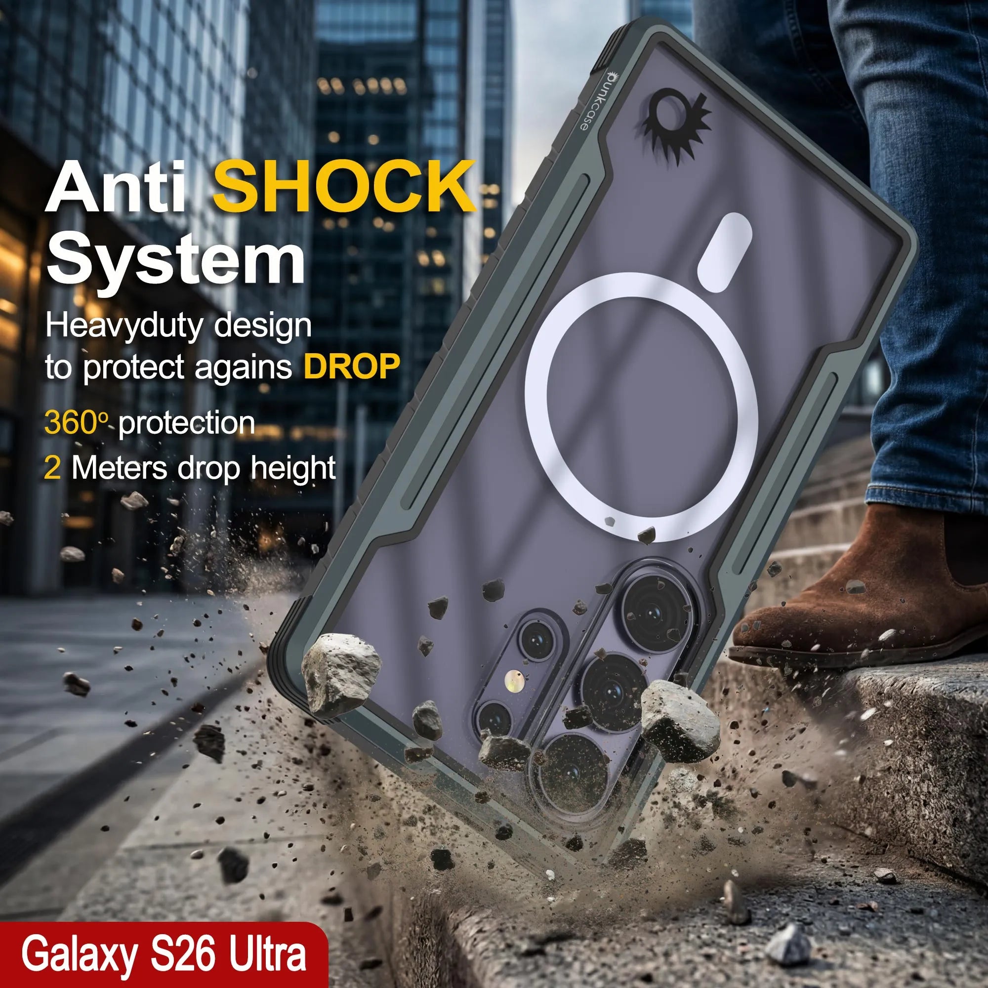 Punkcase S26 Ultra Armor Stealth Case Protective Military Grade Multilayer Cover [Grey-Black]