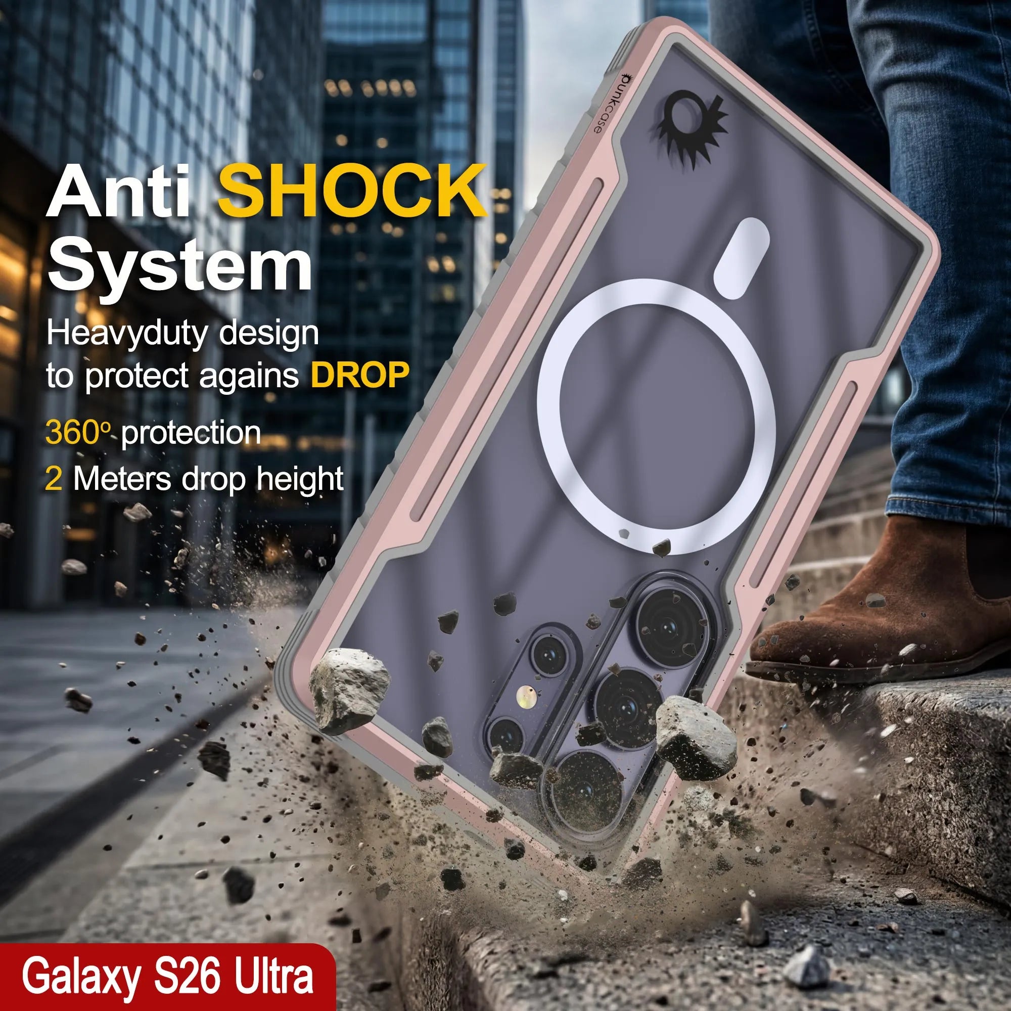 Punkcase S26 Ultra Armor Stealth Case Protective Military Grade Multilayer Cover [Rose-Gold]