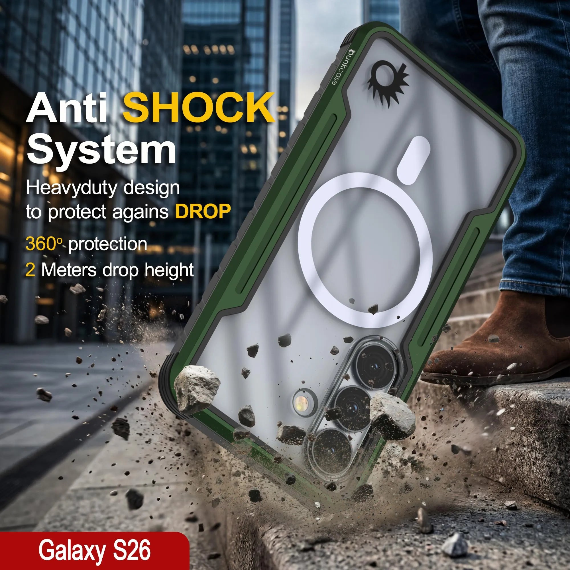 Punkcase S26 Armor Stealth Case Protective Military Grade Multilayer Cover [Dark Green]