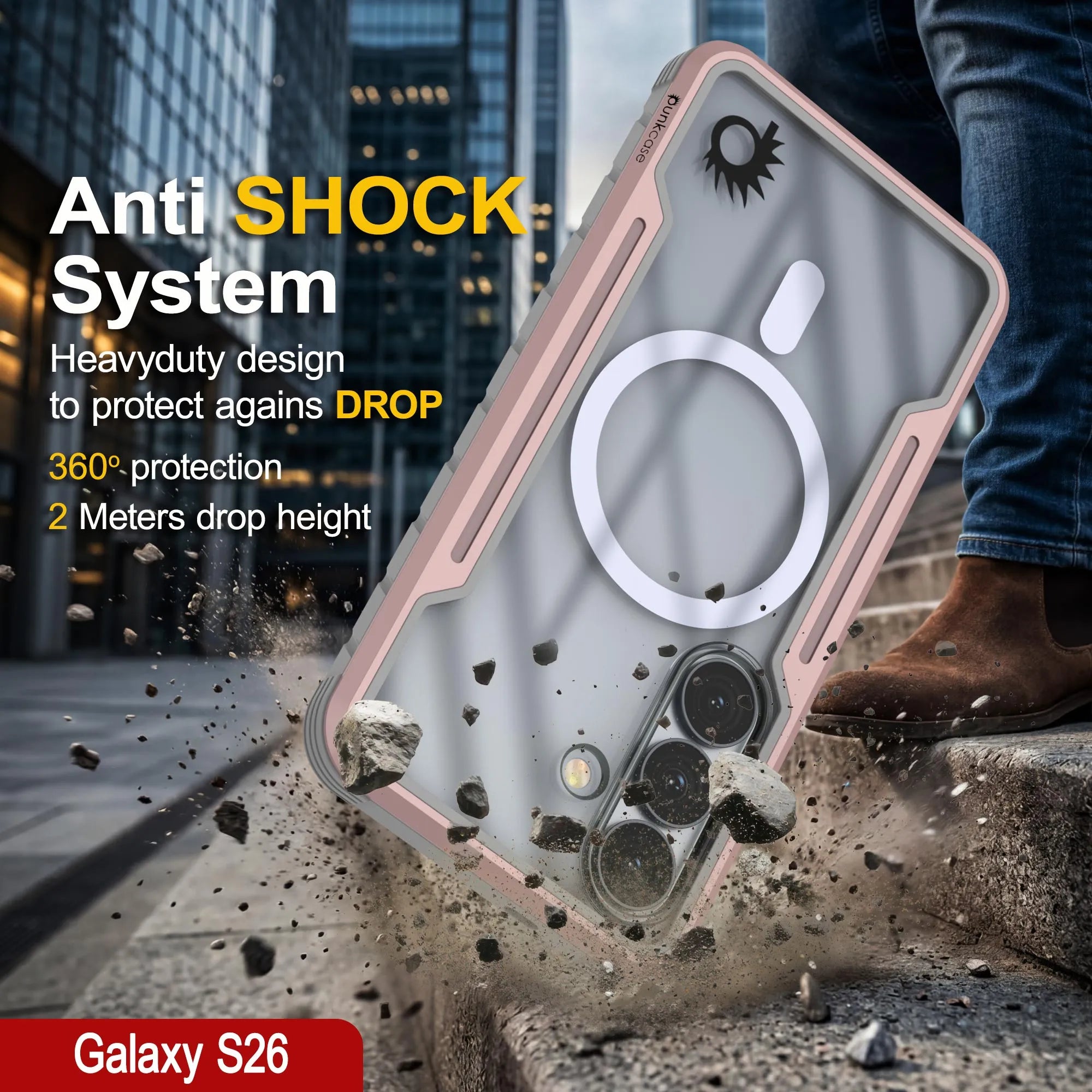 Punkcase S26 Armor Stealth Case Protective Military Grade Multilayer Cover [Rose-Gold]