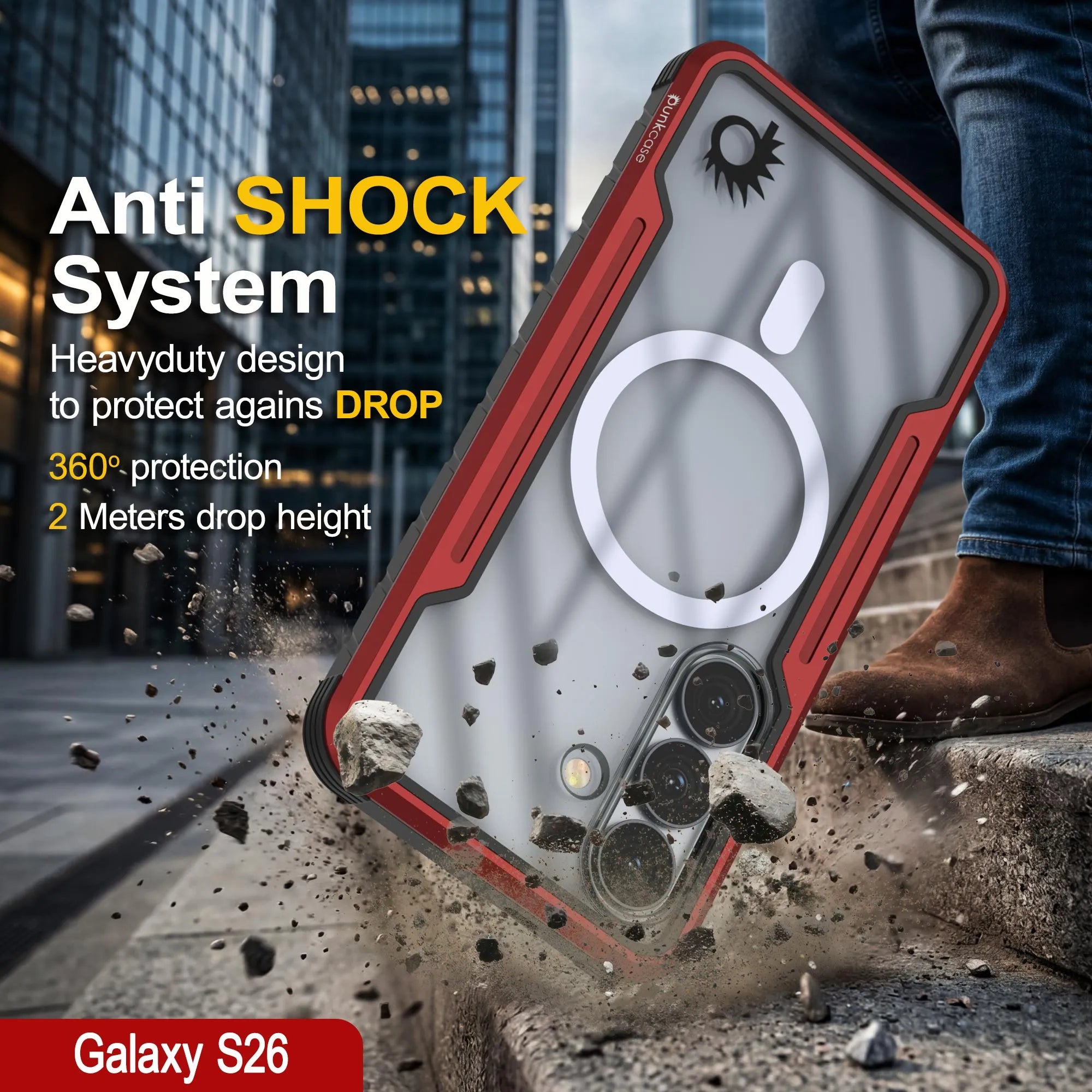 Punkcase S26 Armor Stealth Case Protective Military Grade Multilayer Cover [Red]