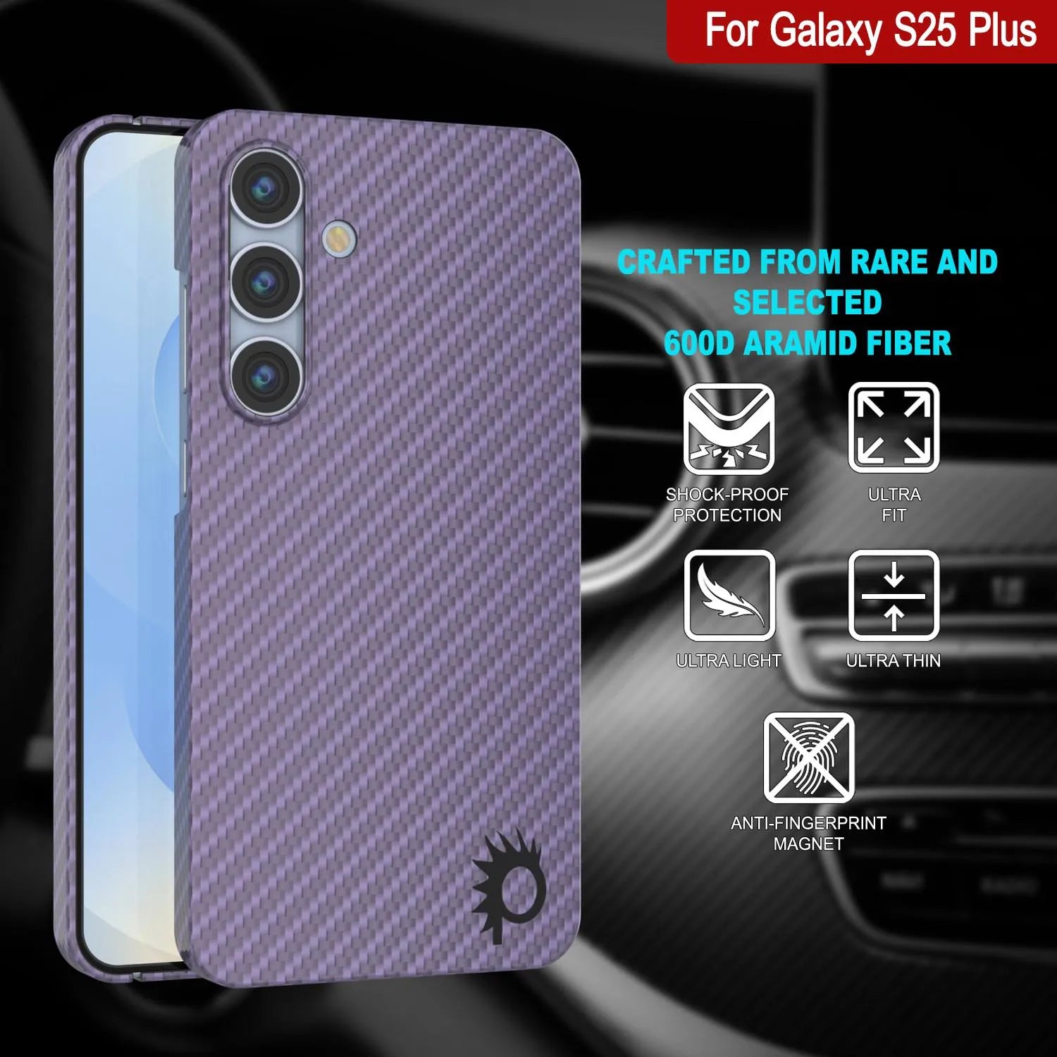 Punkcase Galaxy S25 Plus Carbon Fiber Case [AramidShield Series] Ultra Slim & Light Kevlar [Lilac]