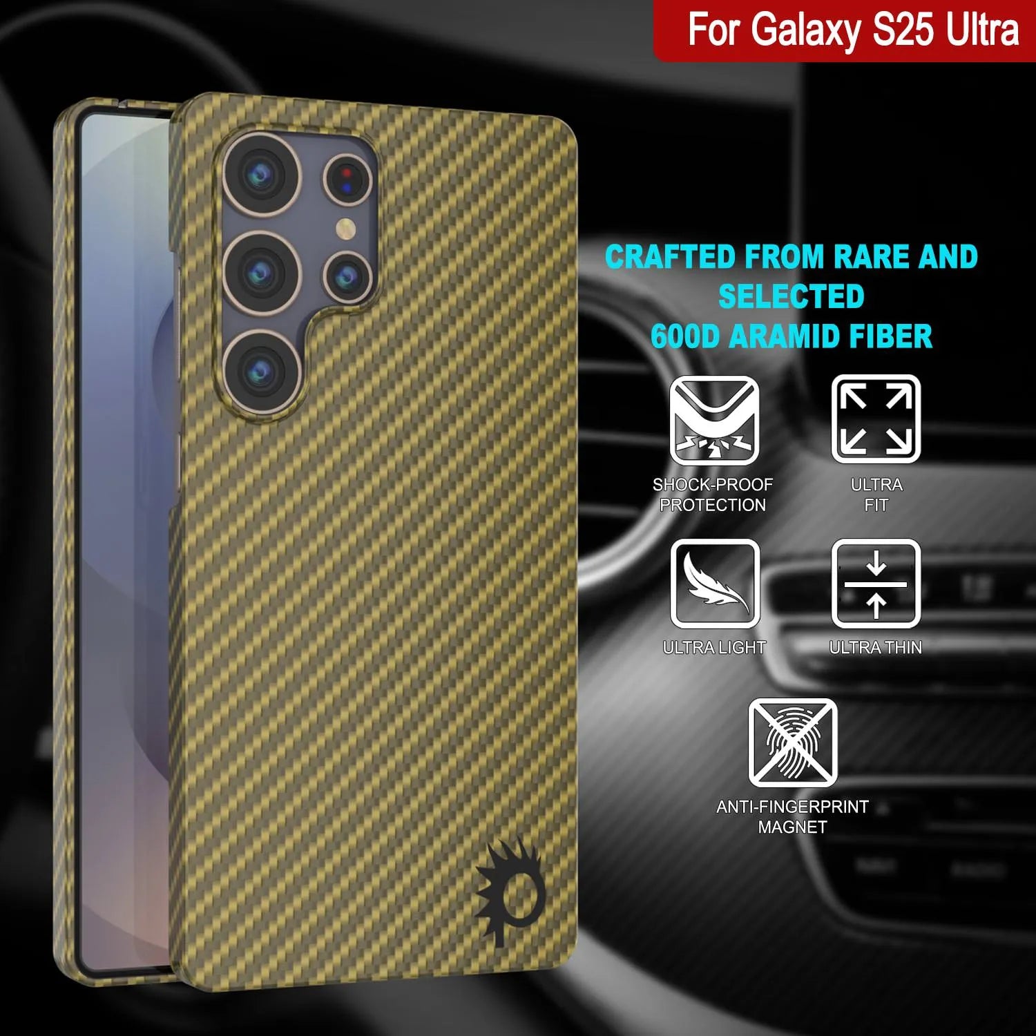 Punkcase Galaxy S25 Ultra Carbon Fiber Case [AramidShield Series] Ultra Slim & Light Kevlar [Rose]