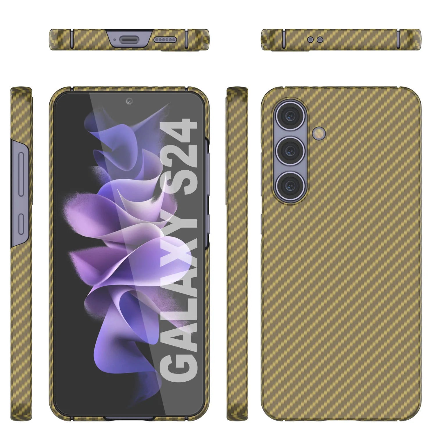 Galaxy S24 Case, Punkcase CarbonShield, Heavy Duty & Ultra Thin Cover [shockproof][non slip] [Yellow]