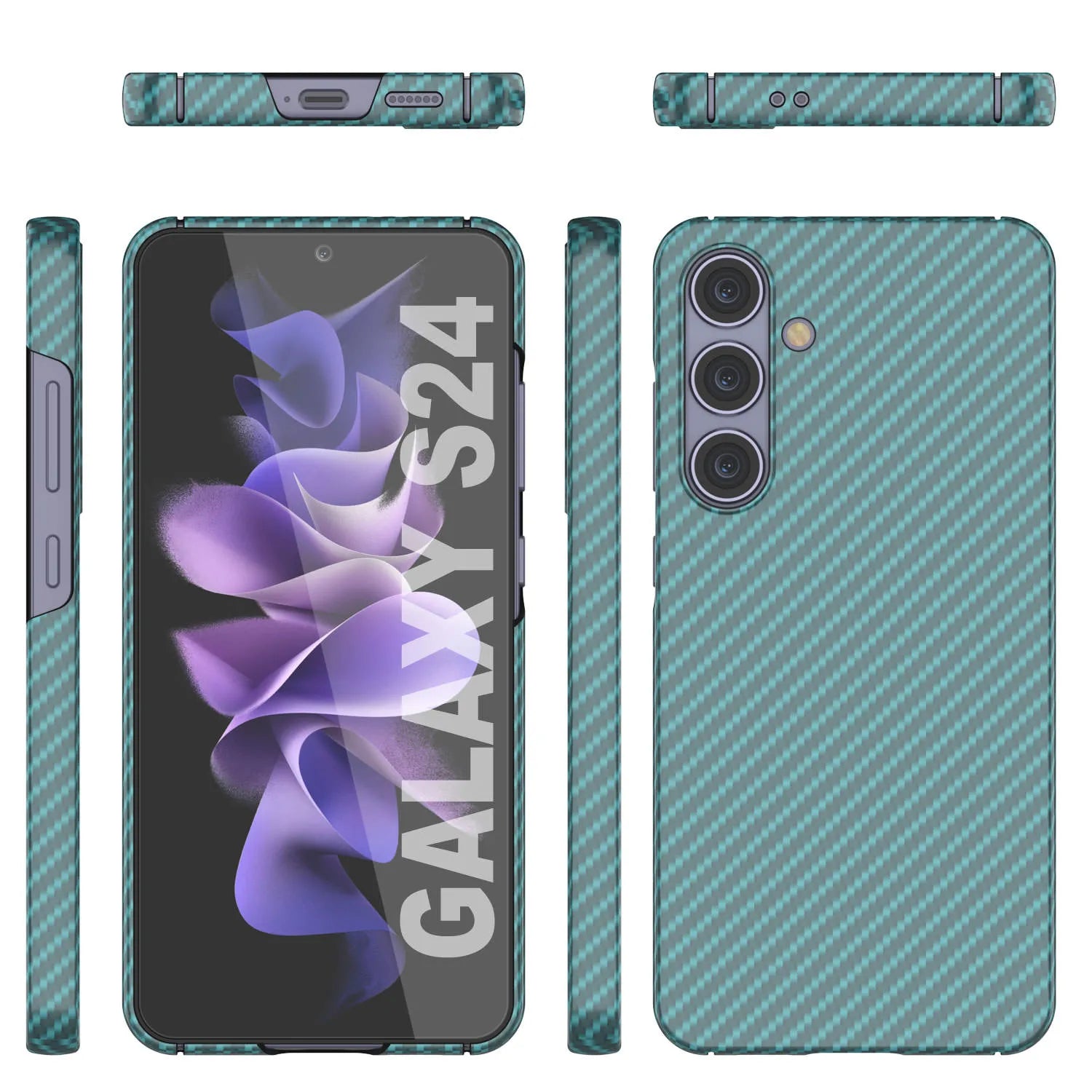 Galaxy S24 Case, Punkcase CarbonShield, Heavy Duty & Ultra Thin Cover [shockproof][non slip] [Teal]