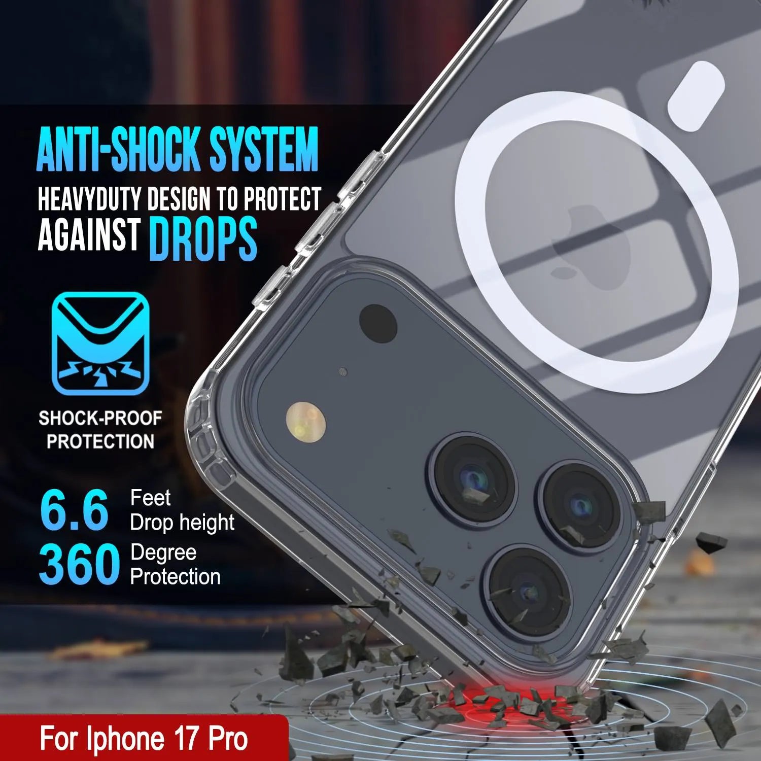 Punkcase iPhone 17 Pro Magnetic Wireless Charging Case [ClearMag Series][Clear]