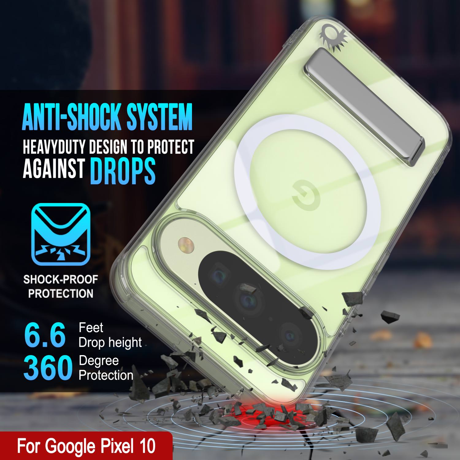 PunkCase for Google Pixel 10 [Crystal Kickstand Series] Magnetic Clear Case w/Kickstand