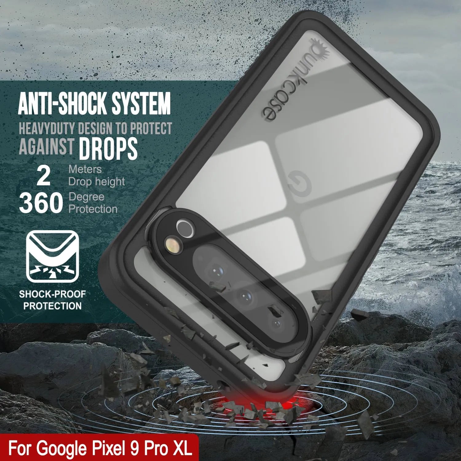 Google Pixel 9 Pro XL Waterproof Case, Punkcase [Extreme Series] Armor Cover W/ Built In Screen Protector [Yellow]