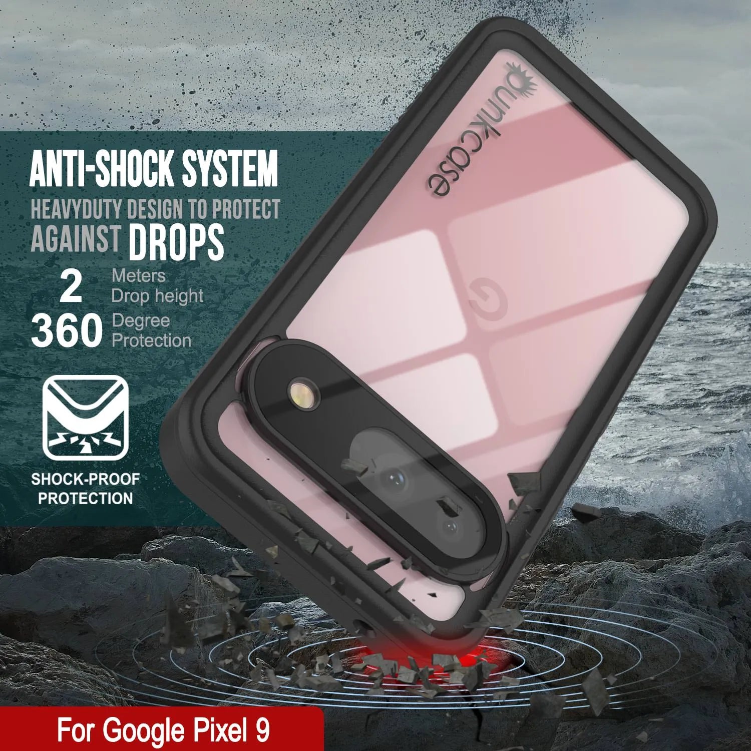 Google Pixel 9  Waterproof Case, Punkcase [Extreme Series] Armor Cover W/ Built In Screen Protector [Light Green]