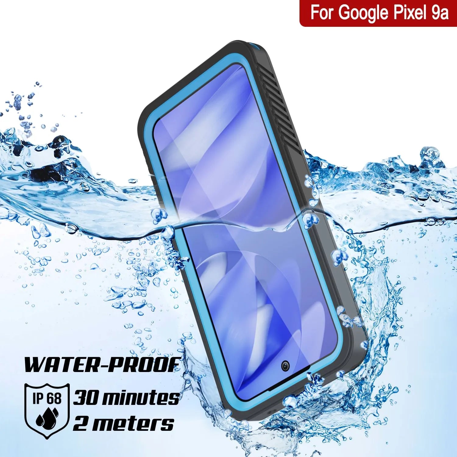 Google Pixel 9a Waterproof Case, Punkcase [Extreme Series] Armor Cover W/ Built In Screen Protector [Light Blue]