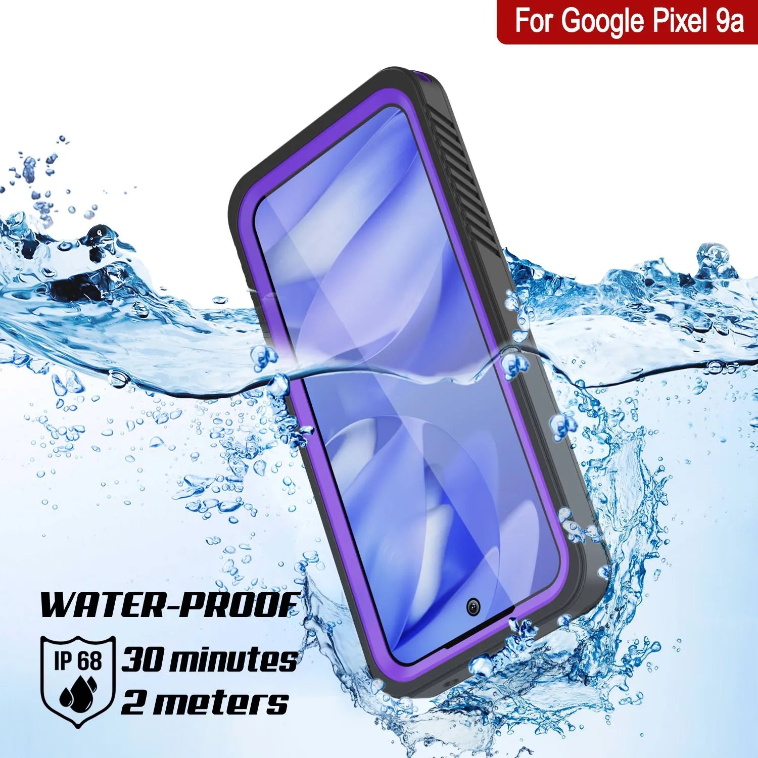 Google Pixel 9a Waterproof Case, Punkcase [Extreme Series] Armor Cover W/ Built In Screen Protector [Purple]
