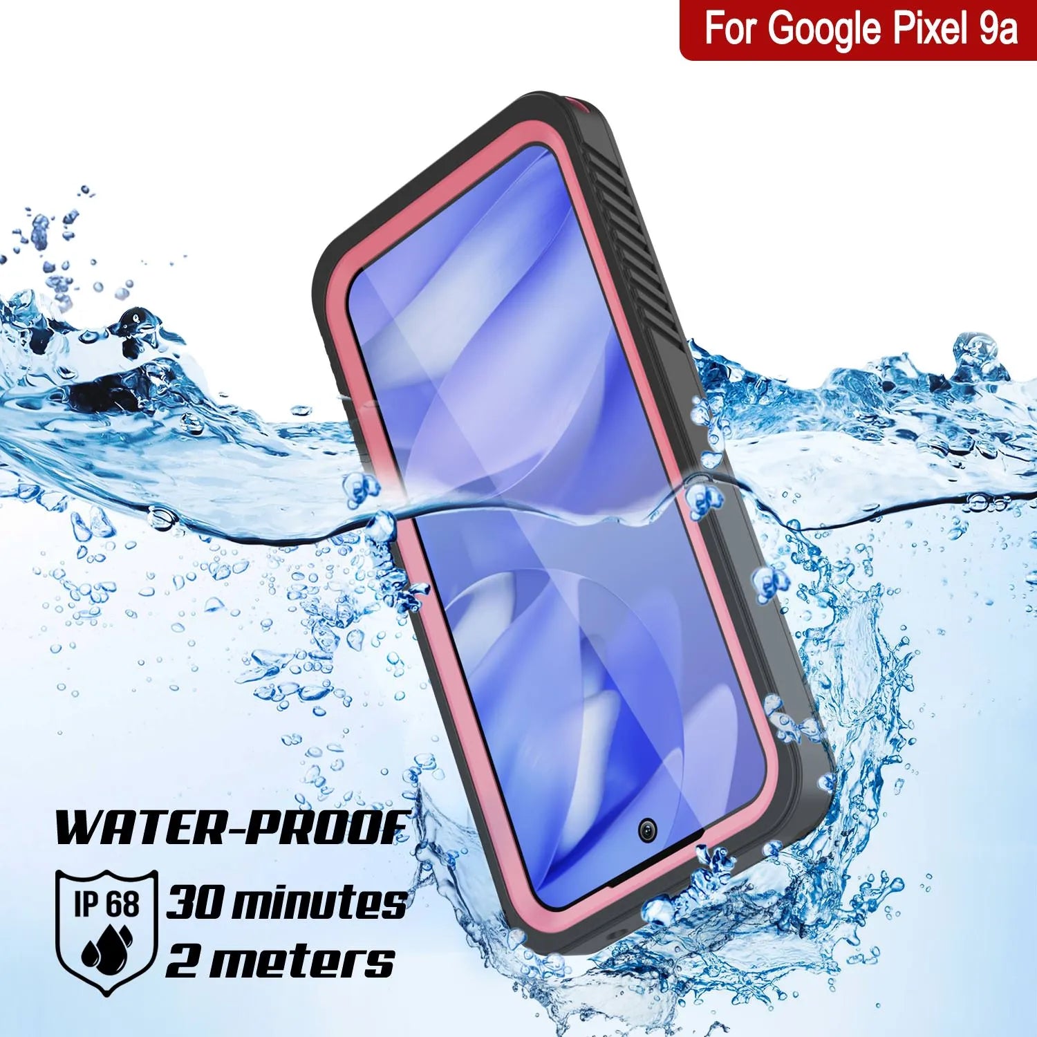 Google Pixel 9a Waterproof Case, Punkcase [Extreme Series] Armor Cover W/ Built In Screen Protector [Pink]