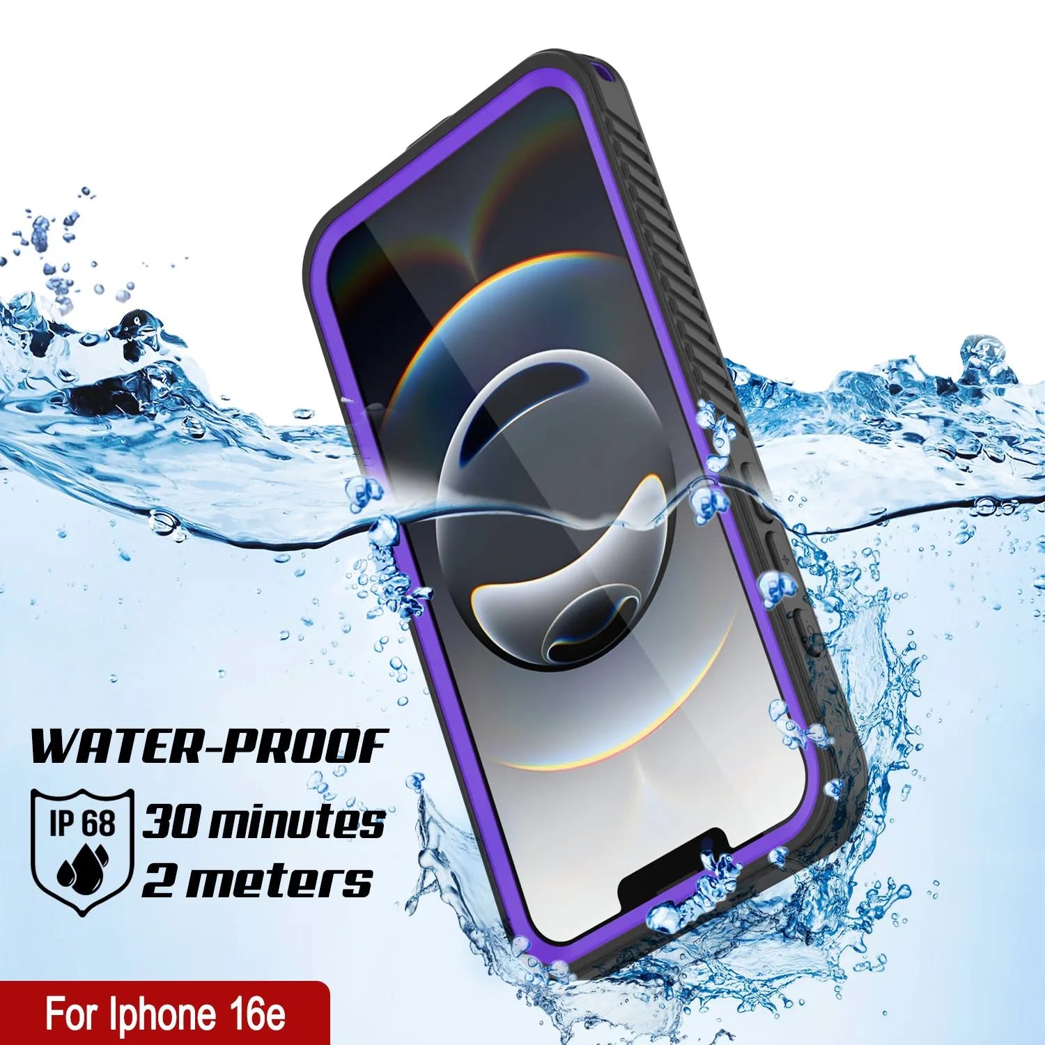iPhone 16e Waterproof Case, Punkcase [Extreme Series] Armor Cover W/ Built In Screen Protector [Purple]