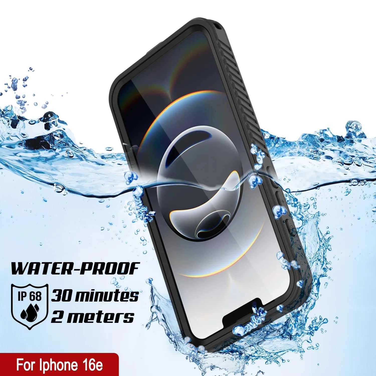 iPhone 16e Waterproof Case, Punkcase [Extreme Series] Armor Cover W/ Built In Screen Protector [Black]