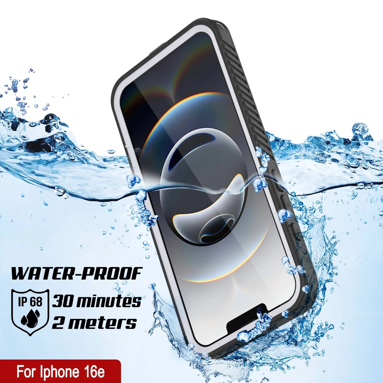 iPhone 16e Waterproof Case, Punkcase [Extreme Series] Armor Cover W/ Built In Screen Protector [White]