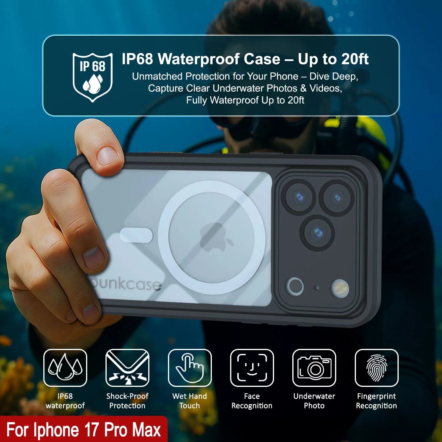 iPhone 17 Pro Max Waterproof Case, Punkcase [Extreme Mag Series] Armor Cover W/ Built In Screen Protector [Teal]