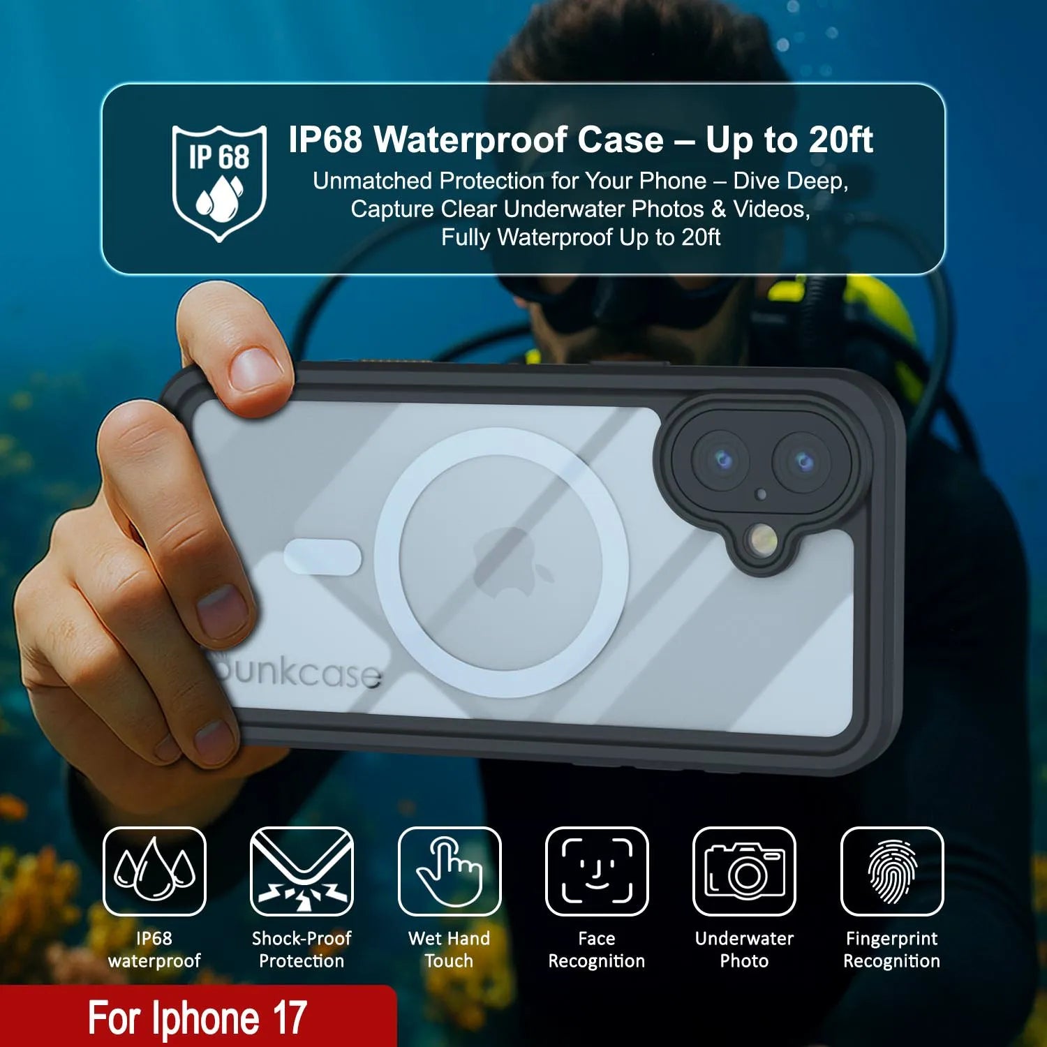 iPhone 17 Waterproof Case, Punkcase [Extreme Mag Series] Armor Cover W/ Built In Screen Protector [Blue]
