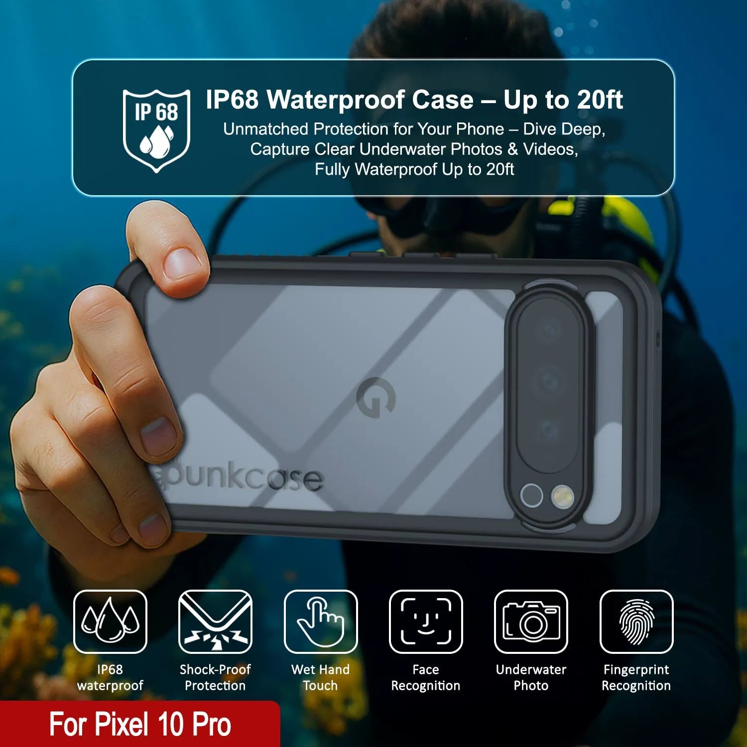 Google Pixel 10 Pro Waterproof Case, Punkcase [Extreme Series] Armor Cover W/ Built In Screen Protector [Black]