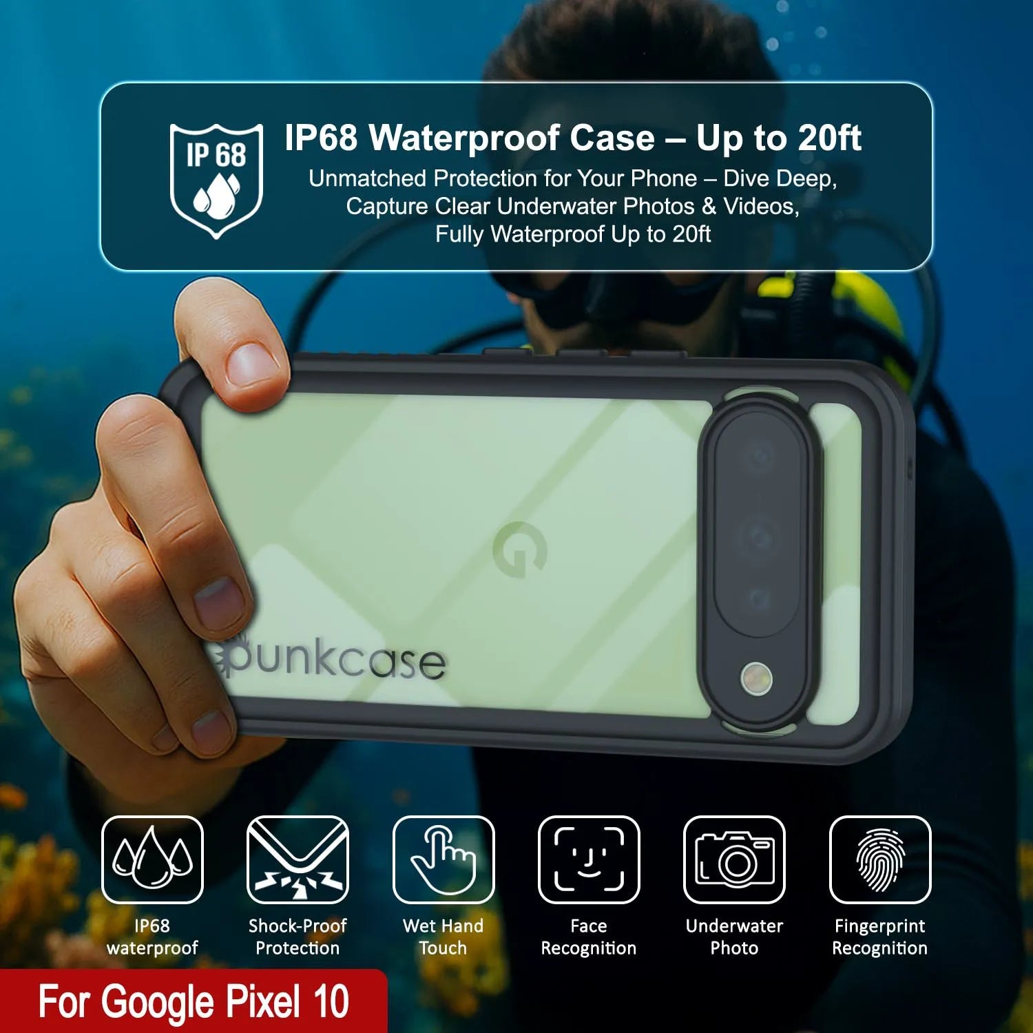 Google Pixel 10  Waterproof Case, Punkcase [Extreme Series] Armor Cover W/ Built In Screen Protector [Black]