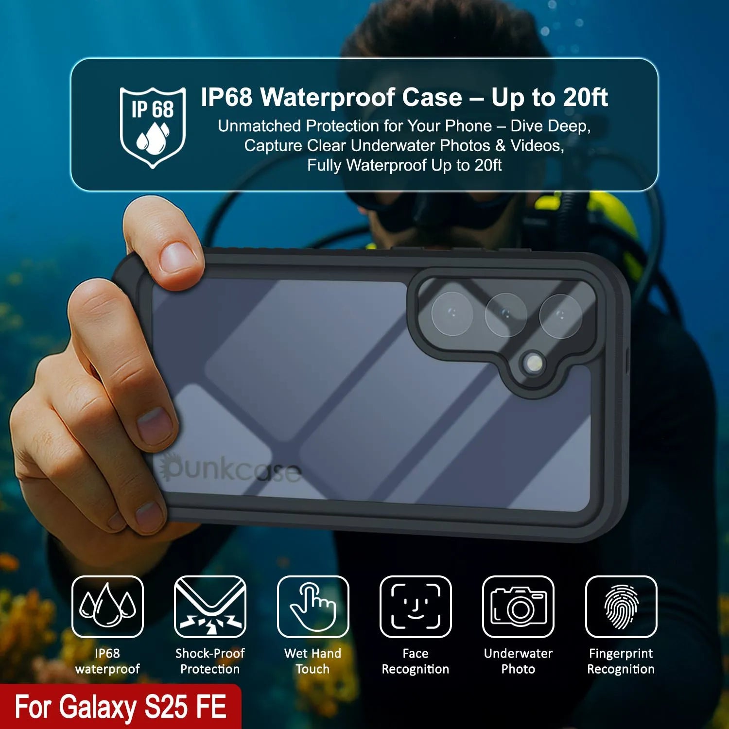 Galaxy S25 FE Water/ Shockproof [Extreme Series] With Screen Protector Case [Black]