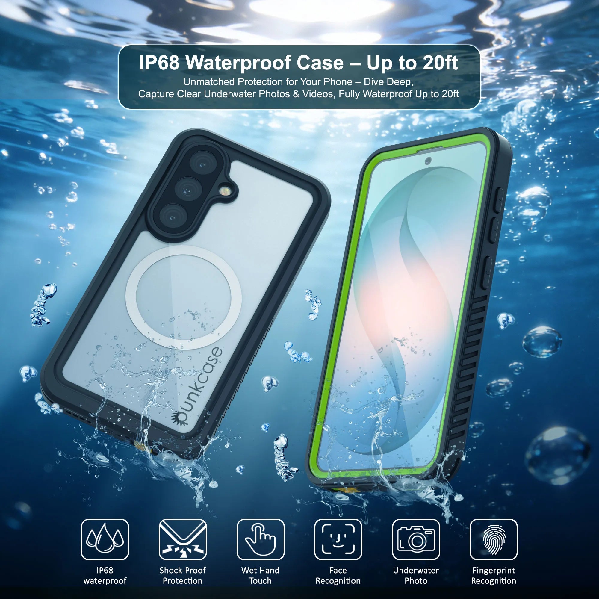 Galaxy S26 Plus Waterproof Case, Punkcase [Extreme Mag Series] Armor Cover W/ Built In Screen Protector [Green]