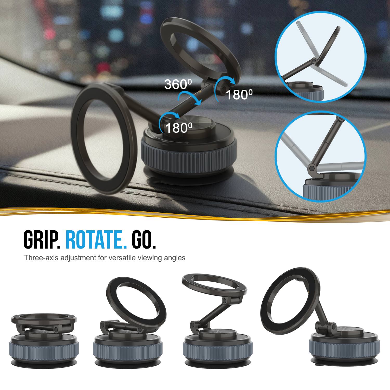Punkcase MagnoGrip 2.0 Car Phone Holder w/ 360° Rotation [Black]
