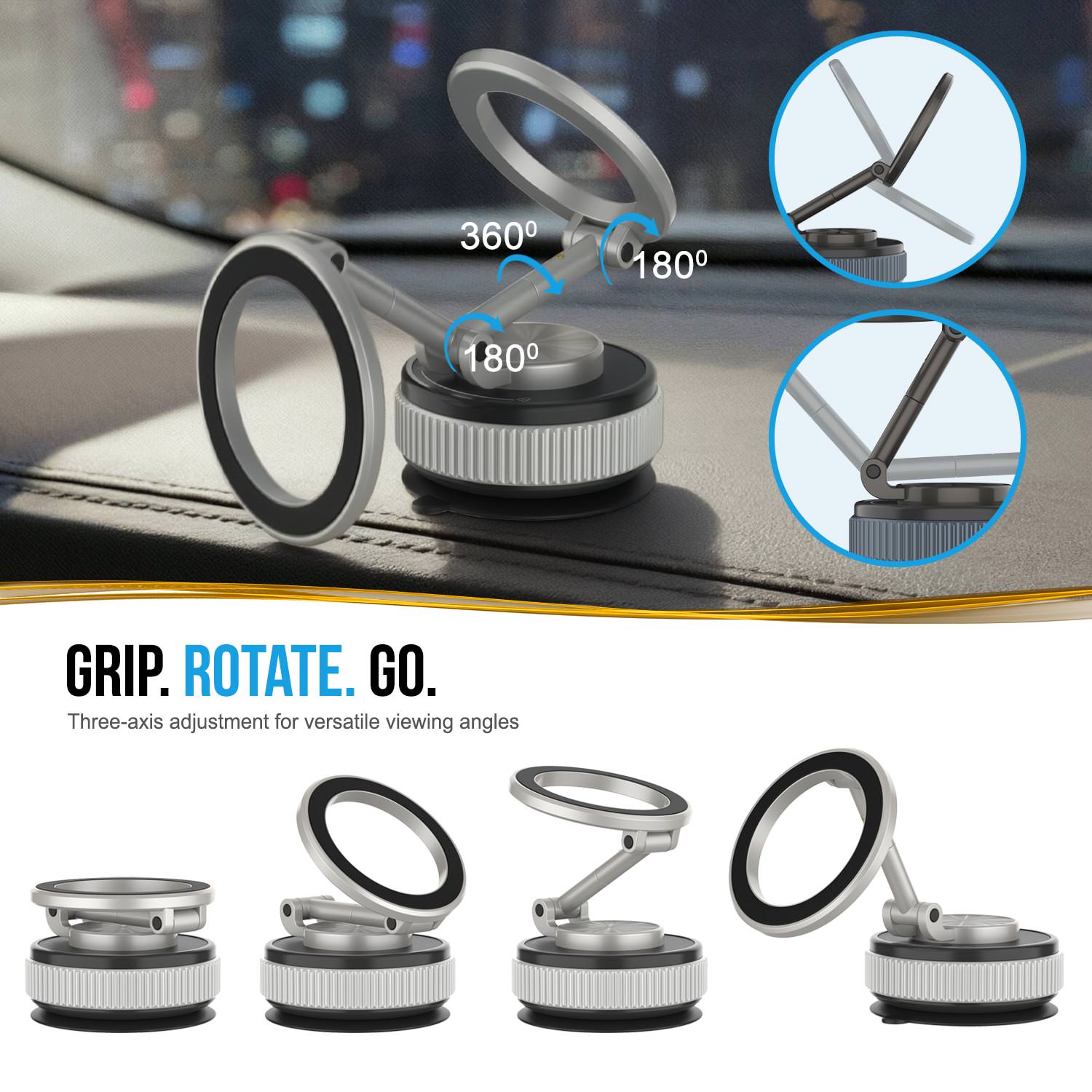 Punkcase MagnoGrip 2.0 Car Phone Holder w/ 360° Rotation [Silver]