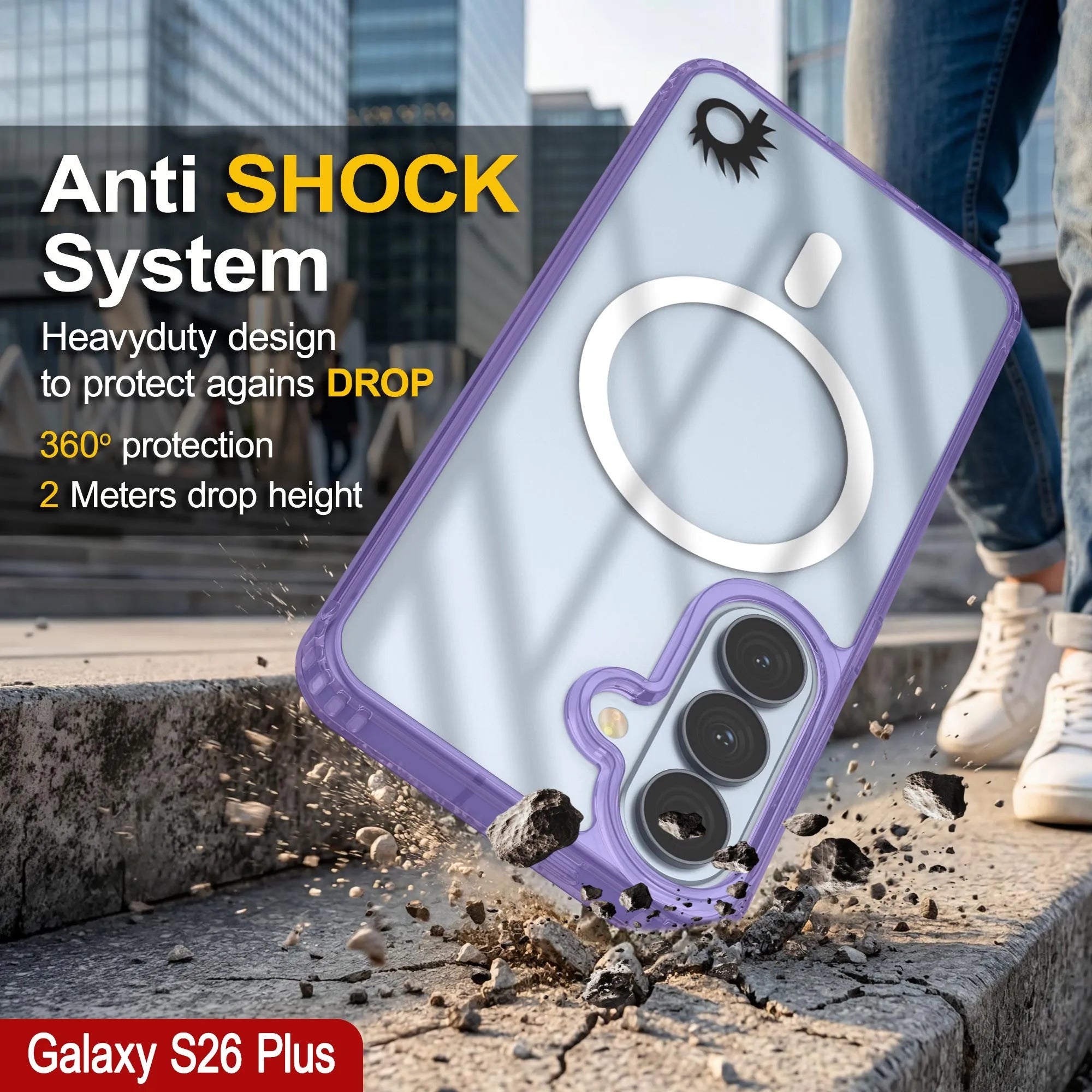 Galaxy S26 Plus Magnetic Wireless Charging Case [Clear Acrylic Series] [Non-Slip] For Galaxy S26 Plus [Purple]