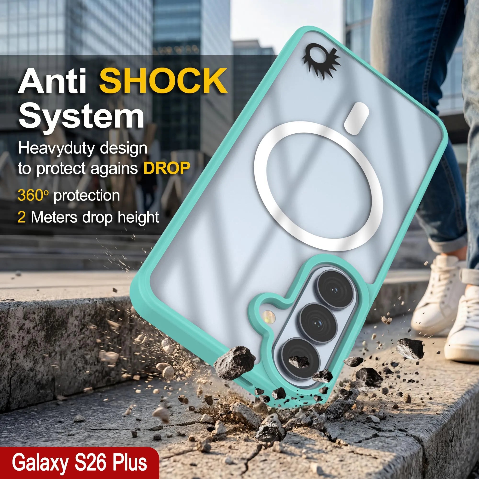 Galaxy S26 Plus Magnetic Wireless Charging Case [Clear Acrylic Series] [Non-Slip] For Galaxy S26 Plus [Teal]