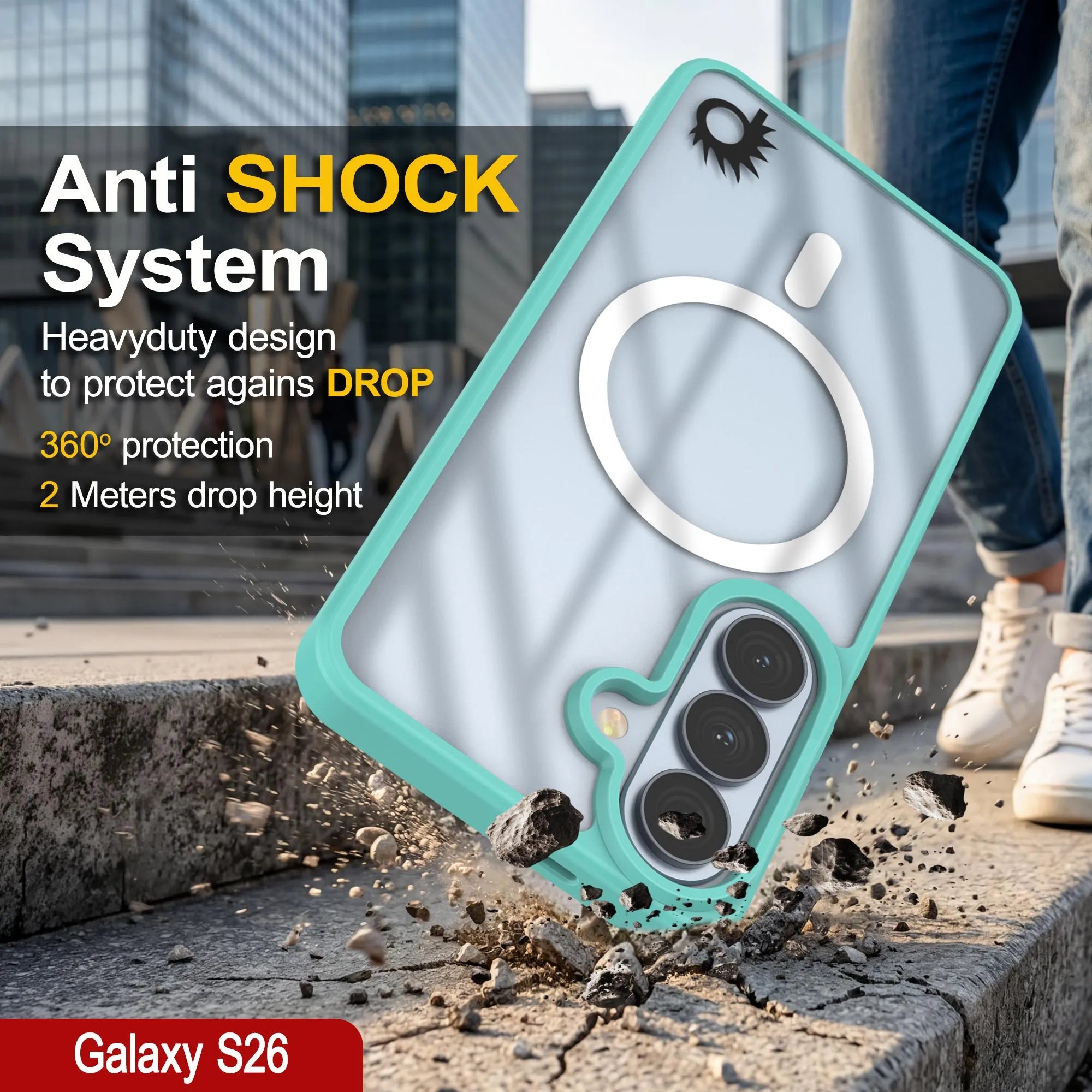Galaxy S26 Magnetic Wireless Charging Case [Clear Acrylic Series] [Non-Slip] For Galaxy S26 [Teal]