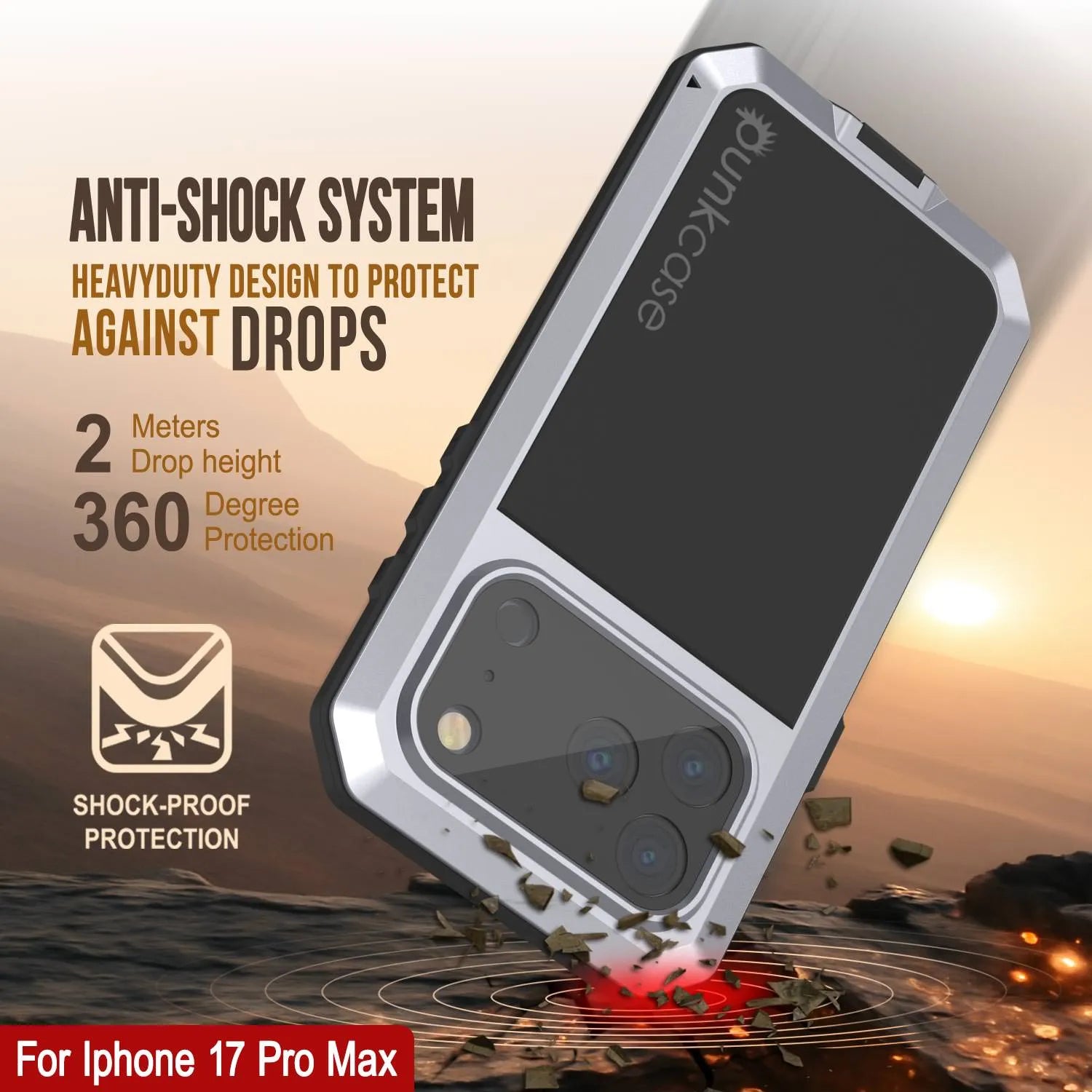 iPhone 17 Pro Max Metal Case, Heavy Duty Military Grade Armor Cover [shock proof] Full Body Hard [White]
