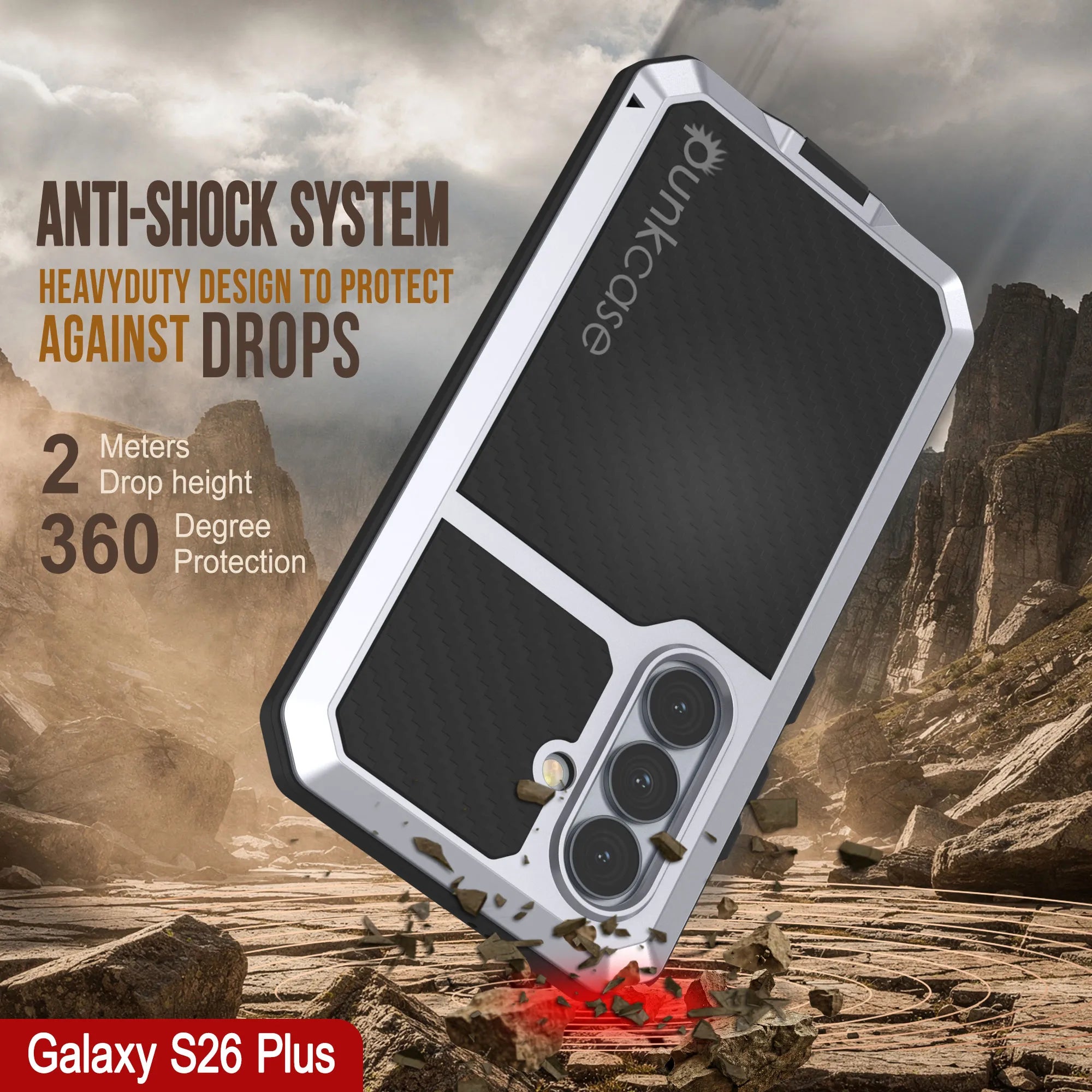 Galaxy S26 Plus Metal Case, Heavy Duty Military Grade Armor Cover [shock proof] Full Body Hard [White]