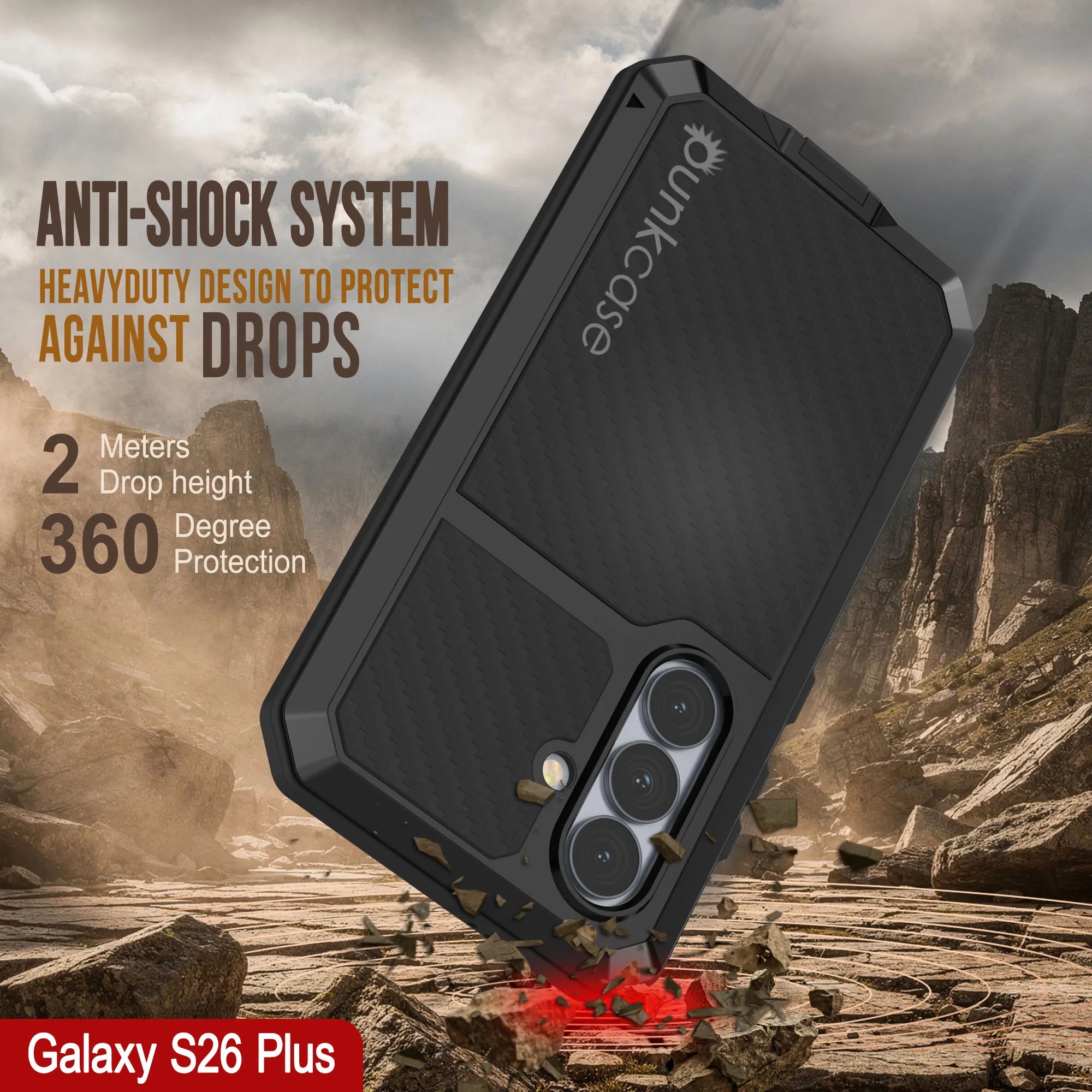 Galaxy S26 Plus Metal Case, Heavy Duty Military Grade Armor Cover [shock proof] Full Body Hard [Black]