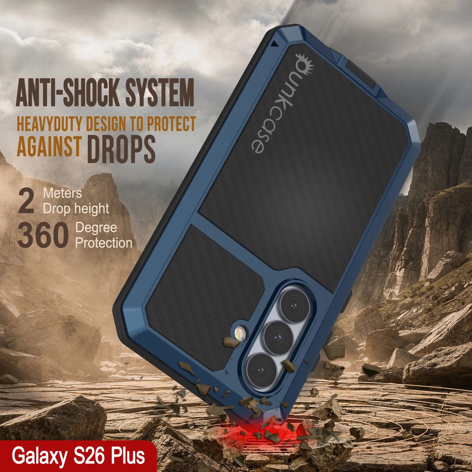 Galaxy S26 Plus Metal Case, Heavy Duty Military Grade Armor Cover [shock proof] Full Body Hard [Blue]
