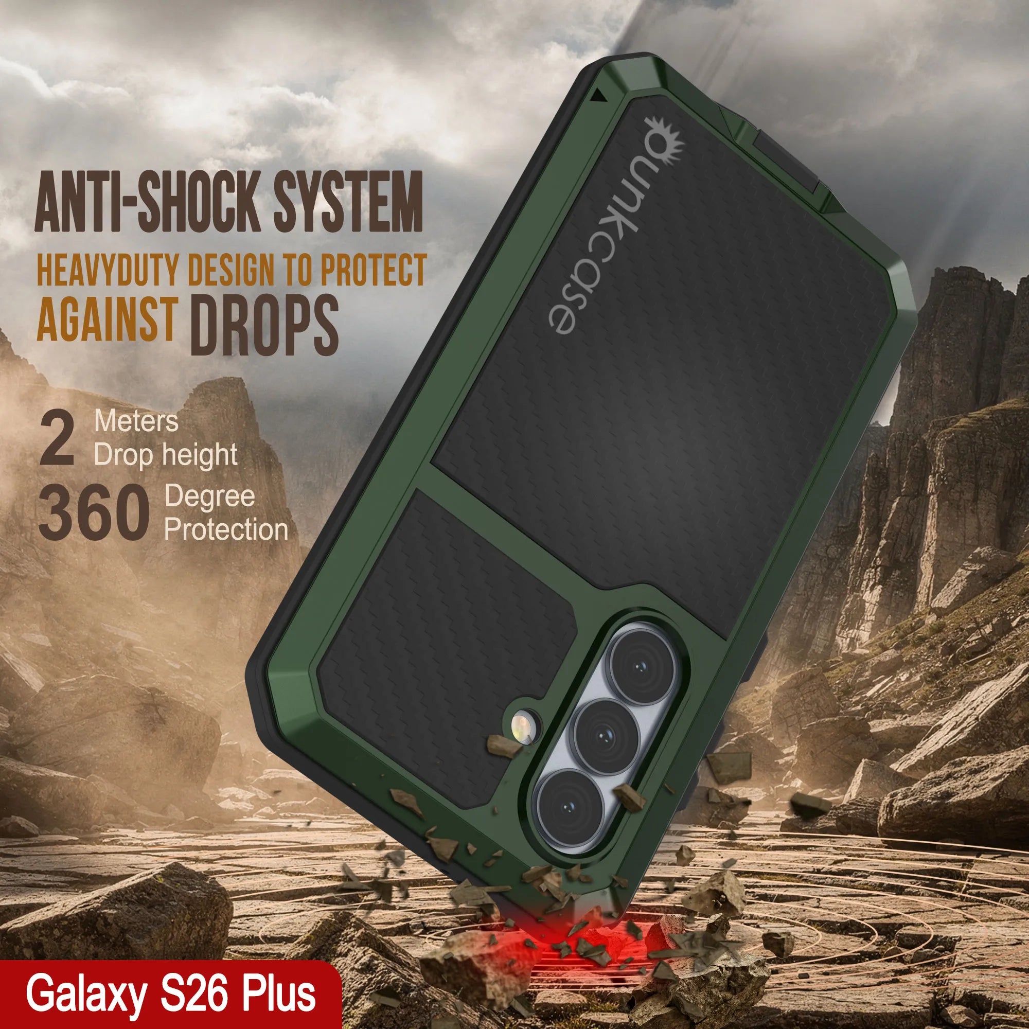 Galaxy S26 Plus Metal Case, Heavy Duty Military Grade Armor Cover [shock proof] Full Body Hard [Dark Green]