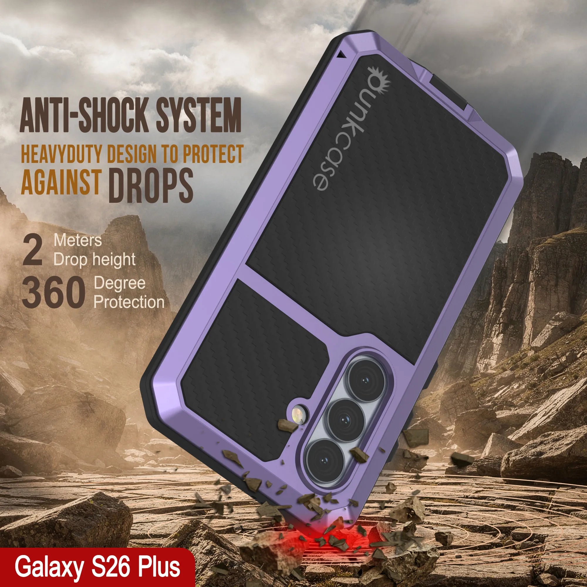 Galaxy S26 Plus Metal Case, Heavy Duty Military Grade Armor Cover [shock proof] Full Body Hard [Purple]