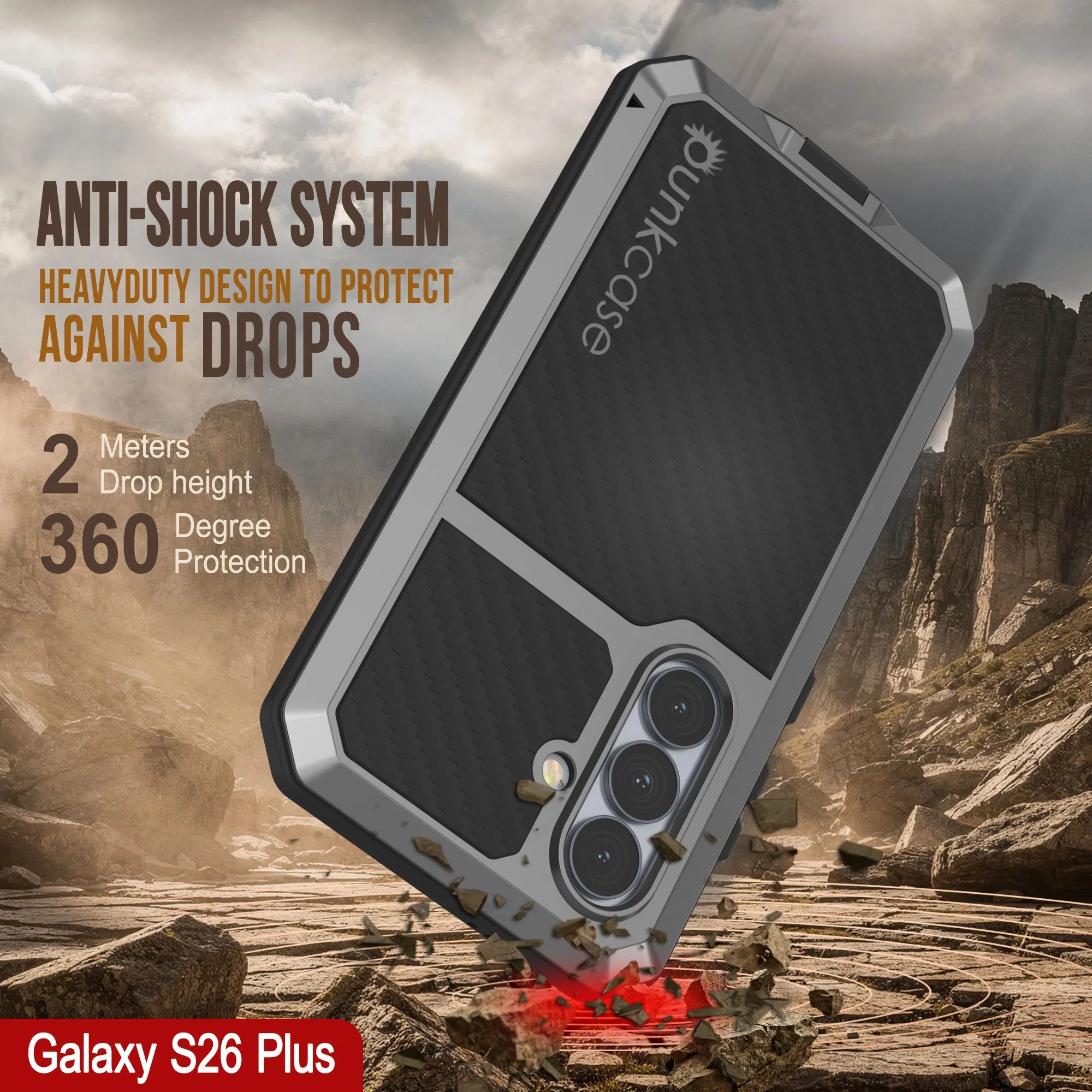 Galaxy S26 Plus Metal Case, Heavy Duty Military Grade Armor Cover [shock proof] Full Body Hard [Silver]