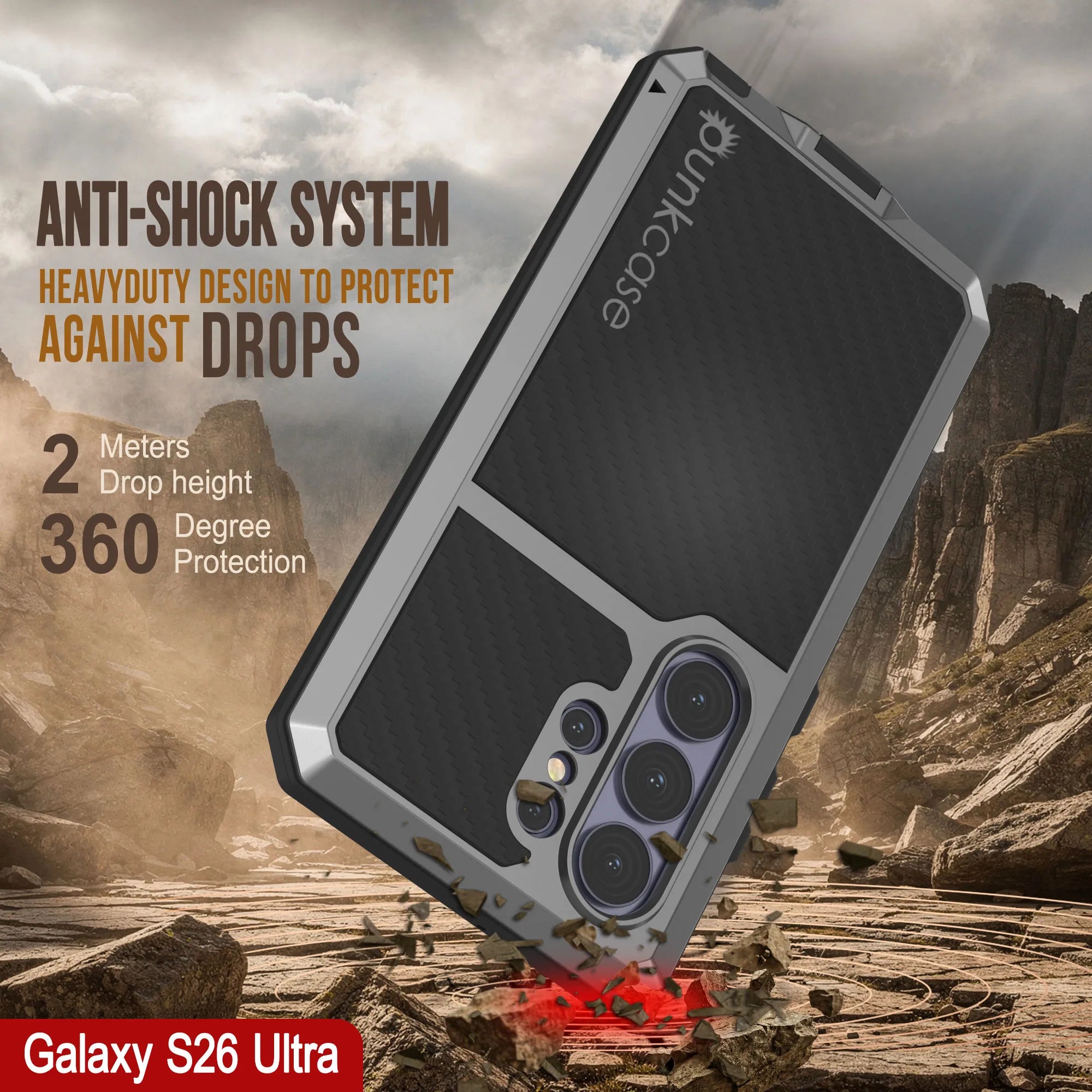 Galaxy S26 Ultra Metal Case, Heavy Duty Military Grade Armor Cover [shock proof] Full Body Hard [Silver]