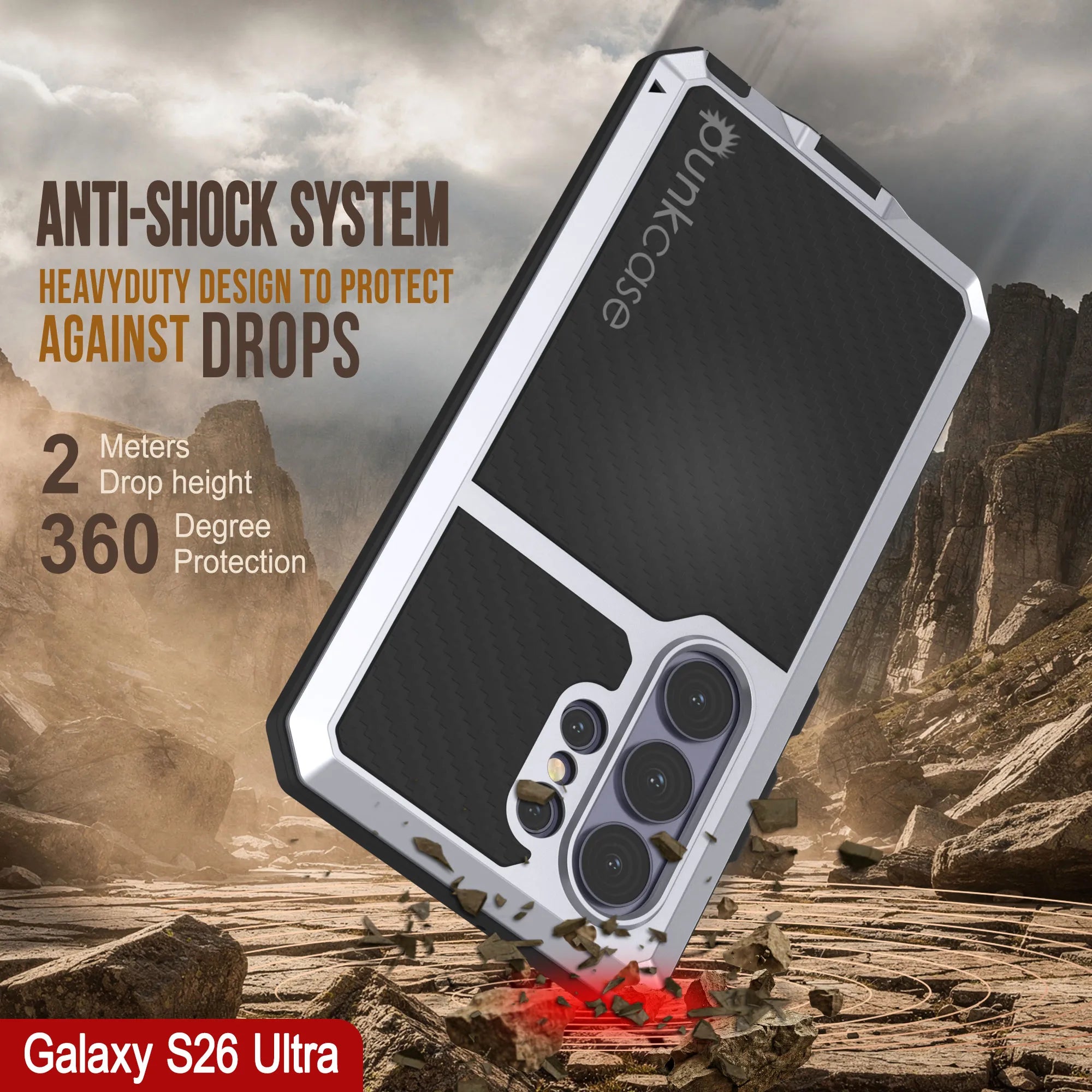 Galaxy S26 Ultra Metal Case, Heavy Duty Military Grade Armor Cover [shock proof] Full Body Hard [White]