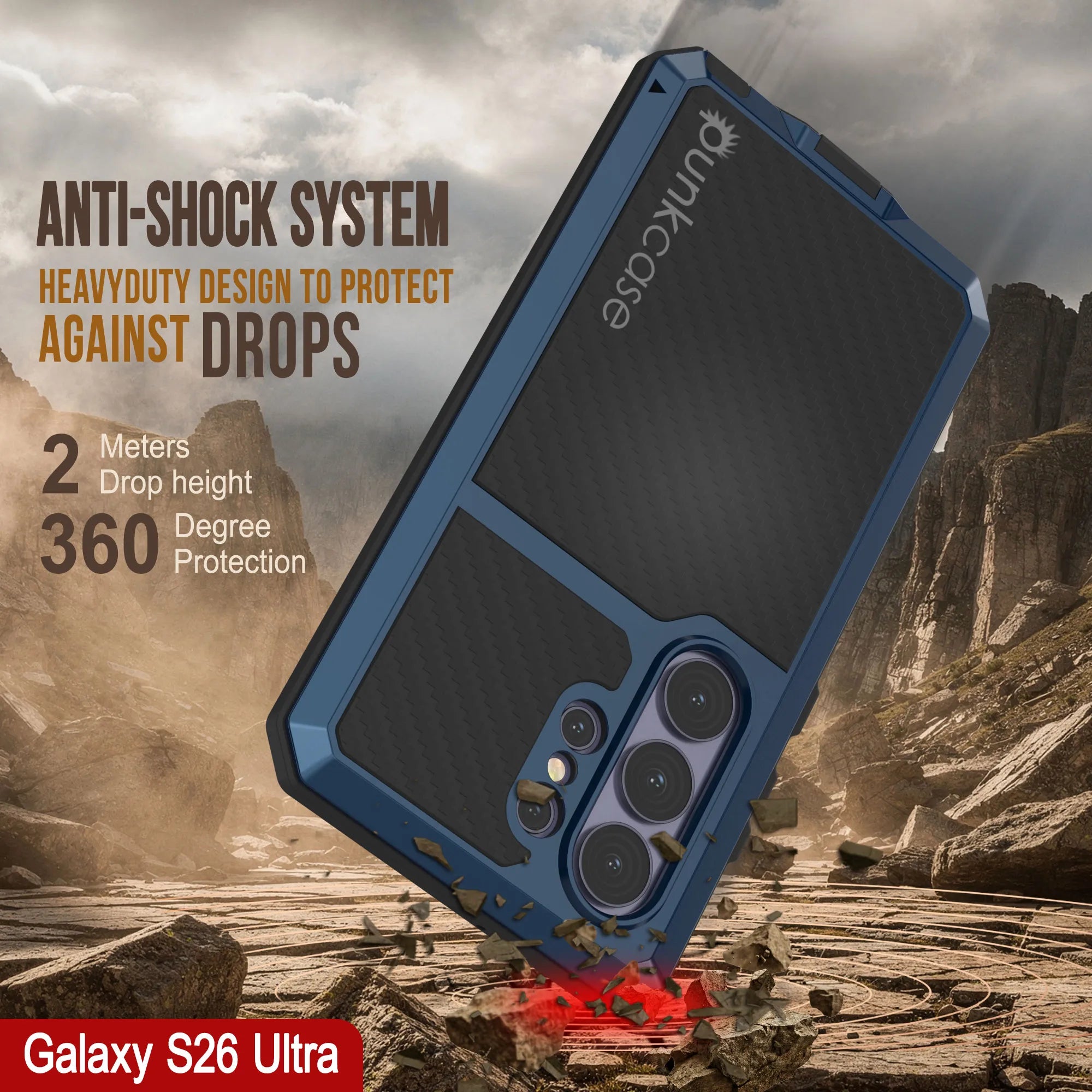 Galaxy S26 Ultra Metal Case, Heavy Duty Military Grade Armor Cover [shock proof] Full Body Hard [Blue]